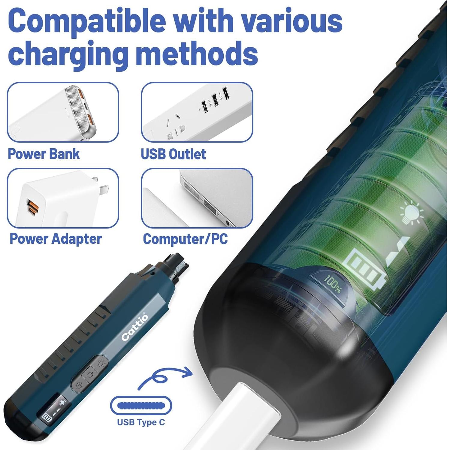 Cortador de Uñas Eléctrico Cattio para Perros y Gatos - Silencioso y Ergonómico