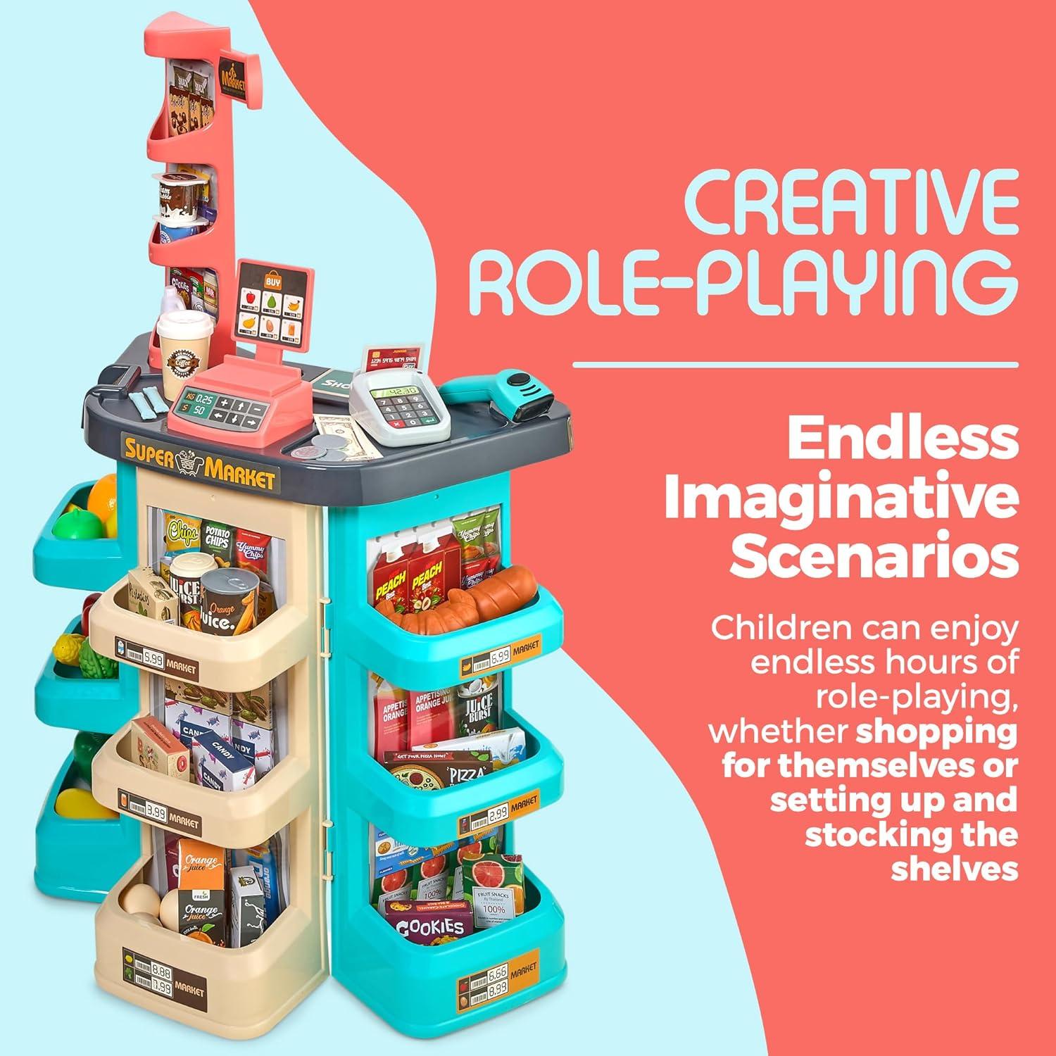 Conjunto de Supermercado MEDca 47 Piezas con Escáner y Carrito