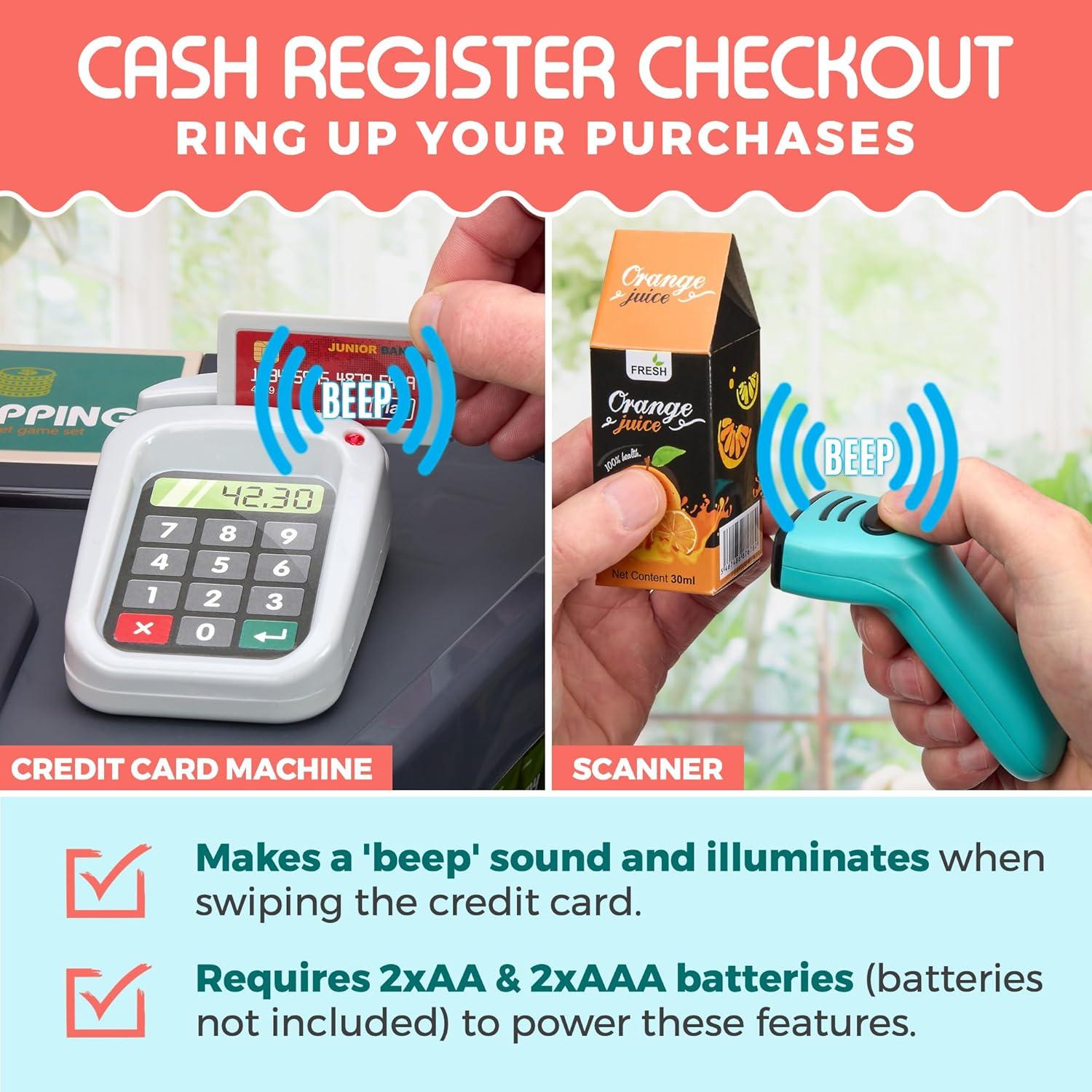 Conjunto de Supermercado MEDca 47 Piezas con Escáner y Carrito