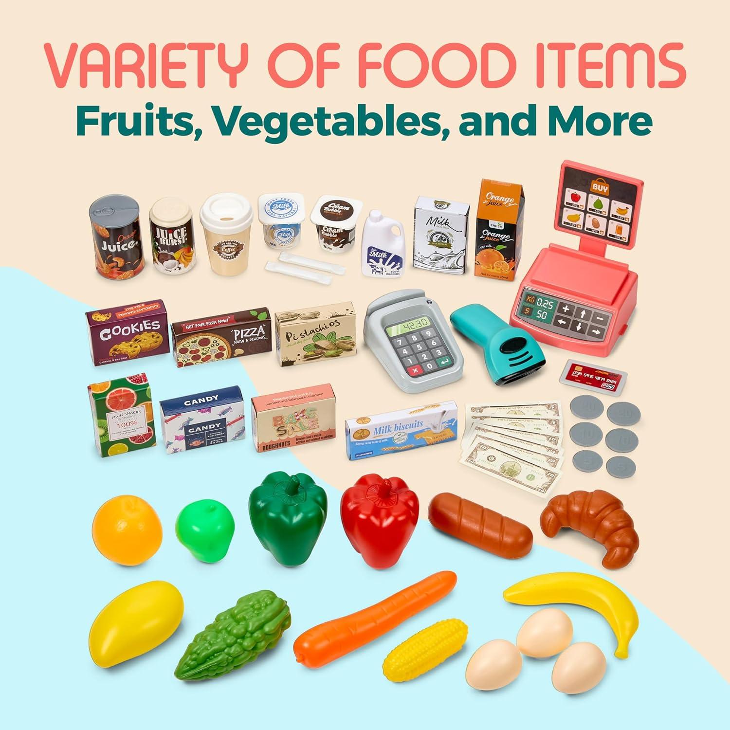 Conjunto de Supermercado MEDca 47 Piezas con Escáner y Carrito