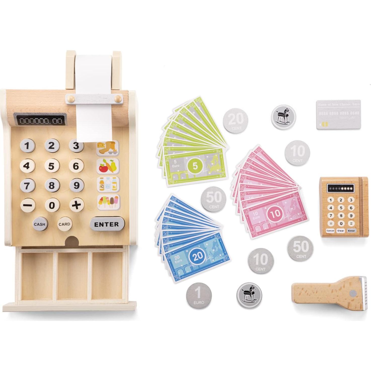 Registradora de Madera Nuevos Juguetes Clásicos 10651 Blanca 20x16.5x11cm