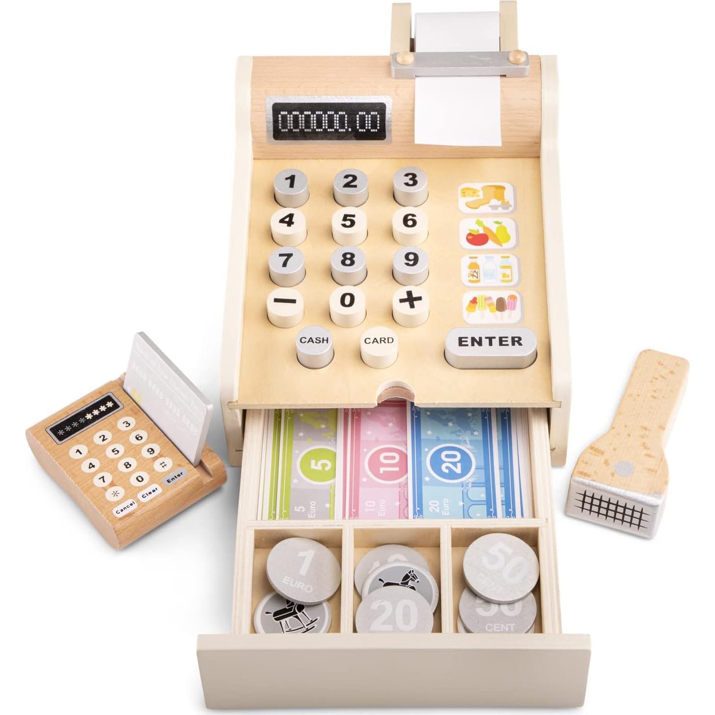 Registradora de Madera Nuevos Juguetes Clásicos 10651 Blanca 20x16.5x11cm