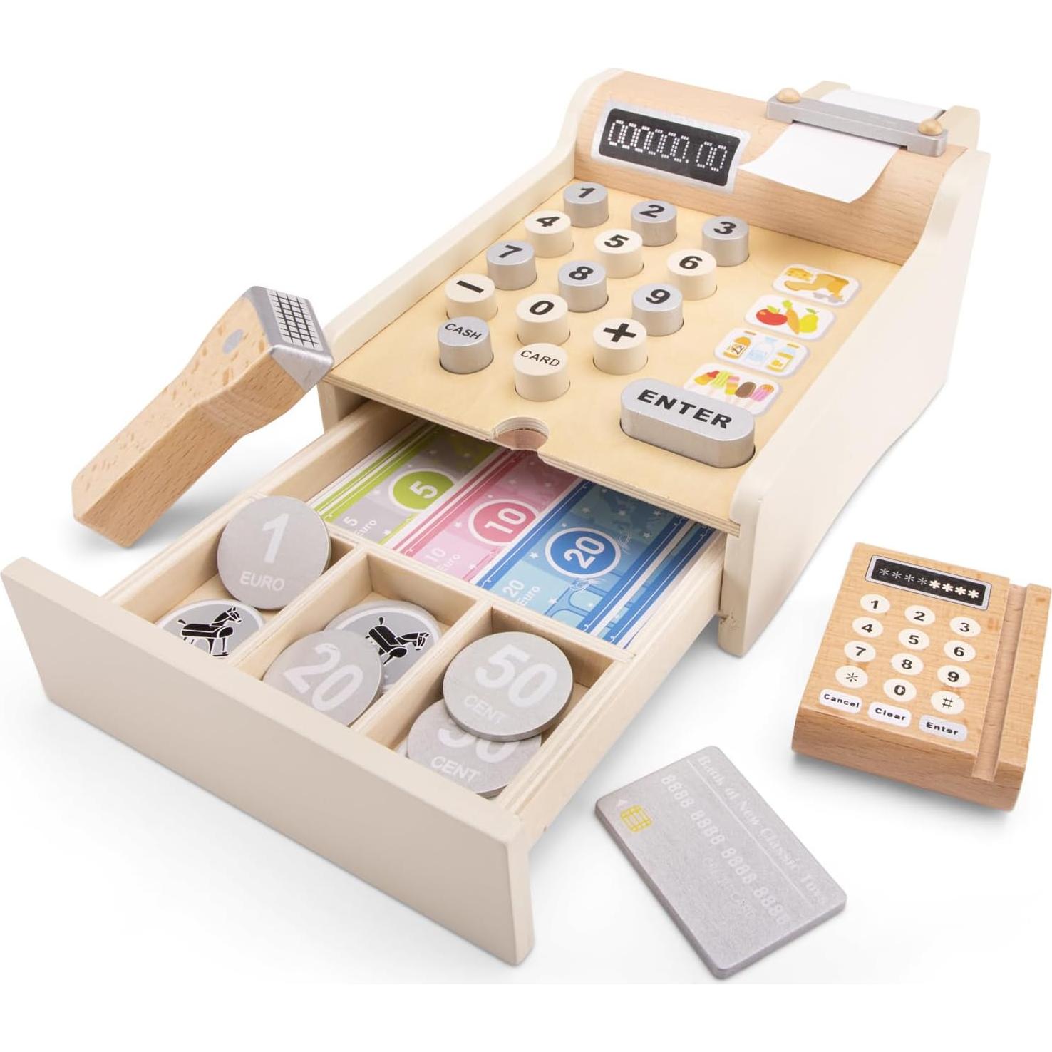 Registradora de Madera Nuevos Juguetes Clásicos 10651 Blanca 20x16.5x11cm