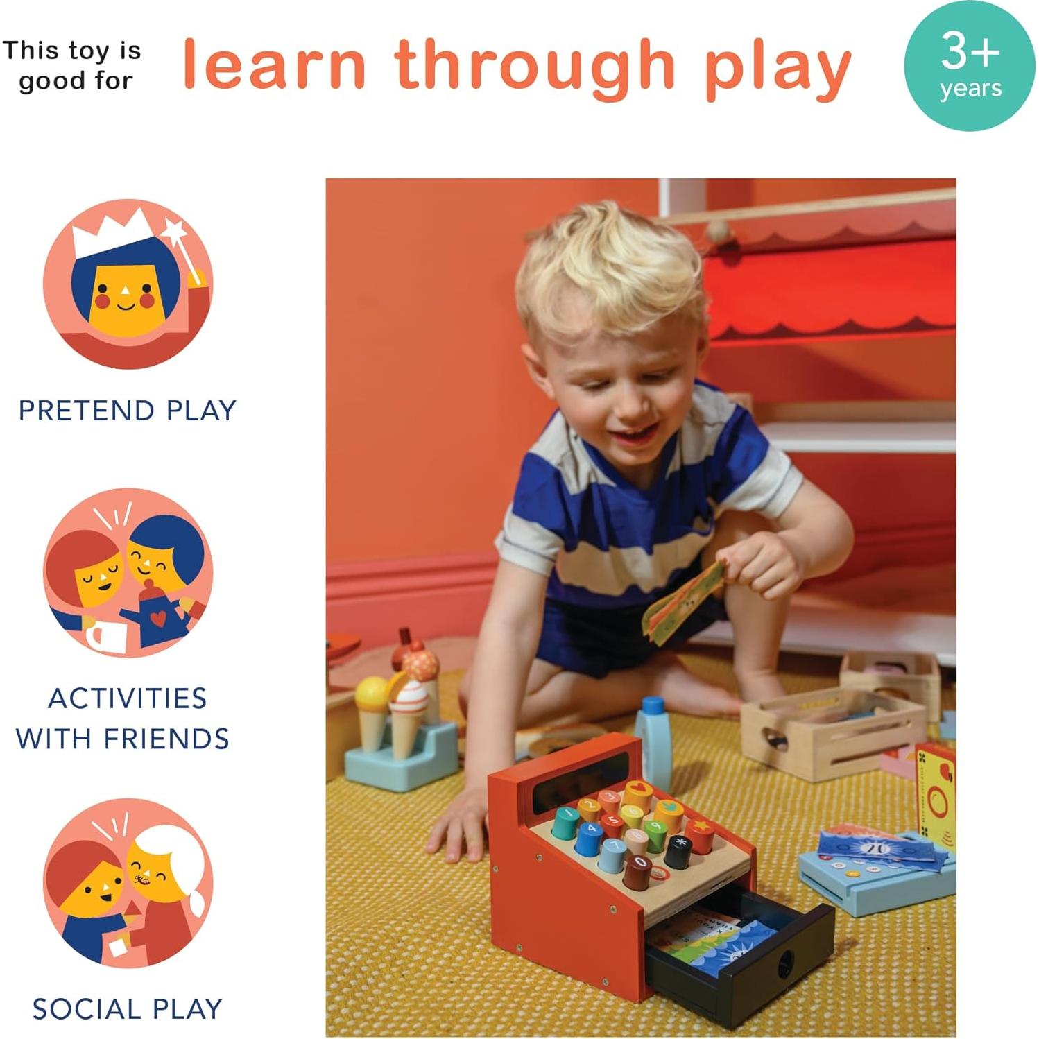 Mentari Máquina de Tarjetas de Madera - Juguete Educativo 11x7cm