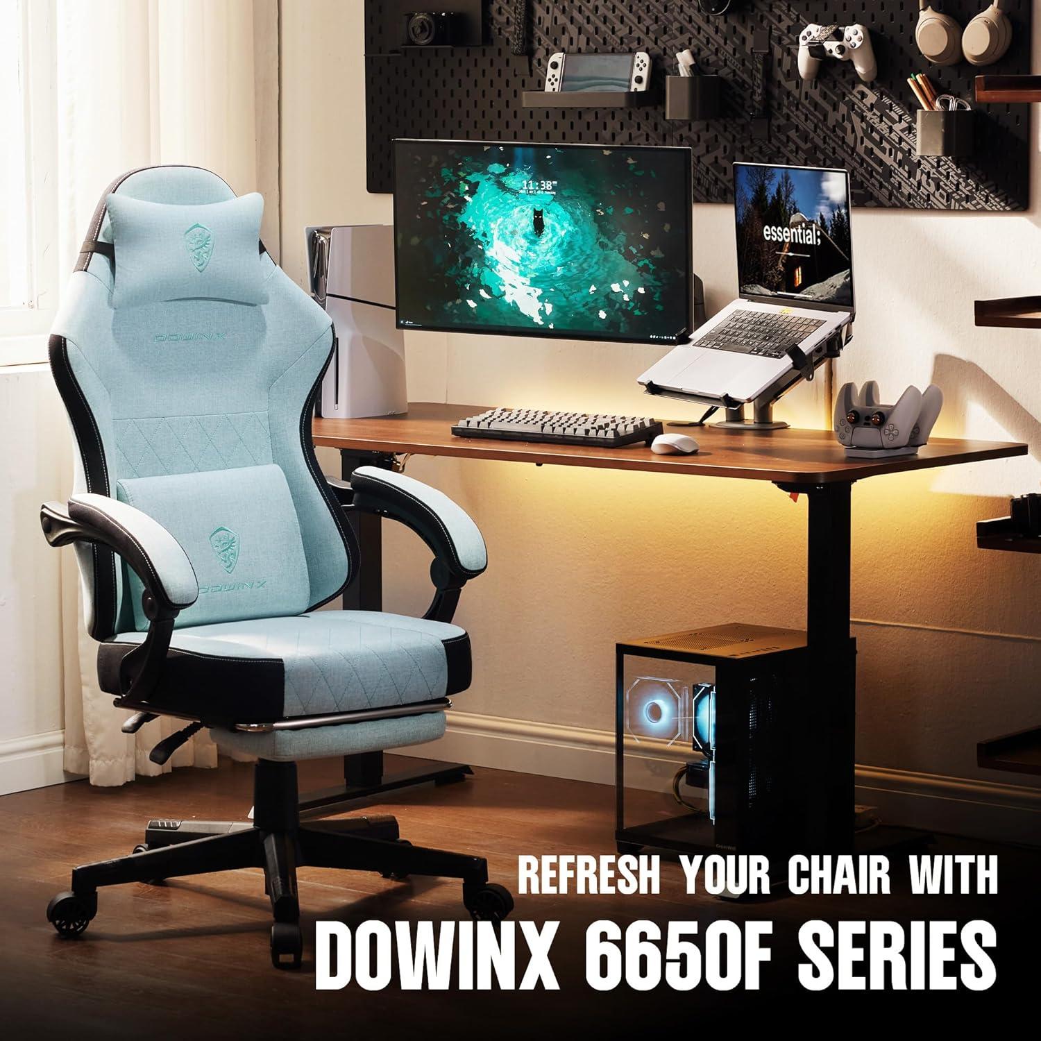 Silla de Juego Dowinx 6650F Ergonómica Aqua con Reposapiés