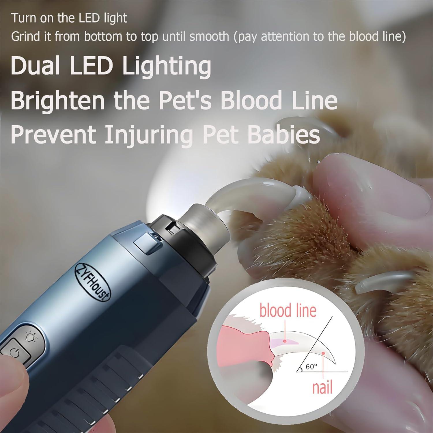 Molinillo de Uñas Eléctrico ZYFtech Azul para Perros y Gatos