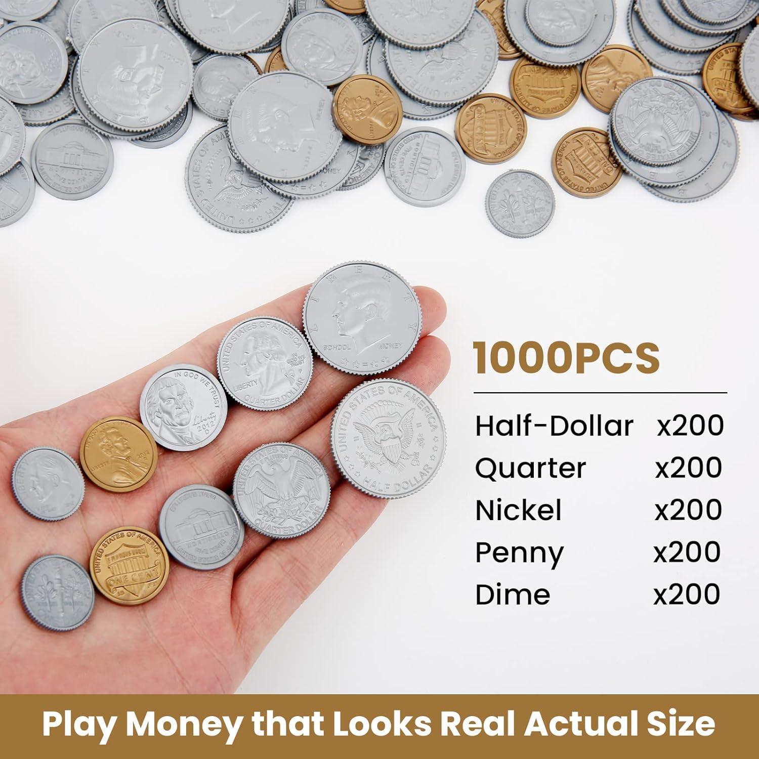 Juego de Monedas de Plástico YTYOTO 1000 Pcs para Niños
