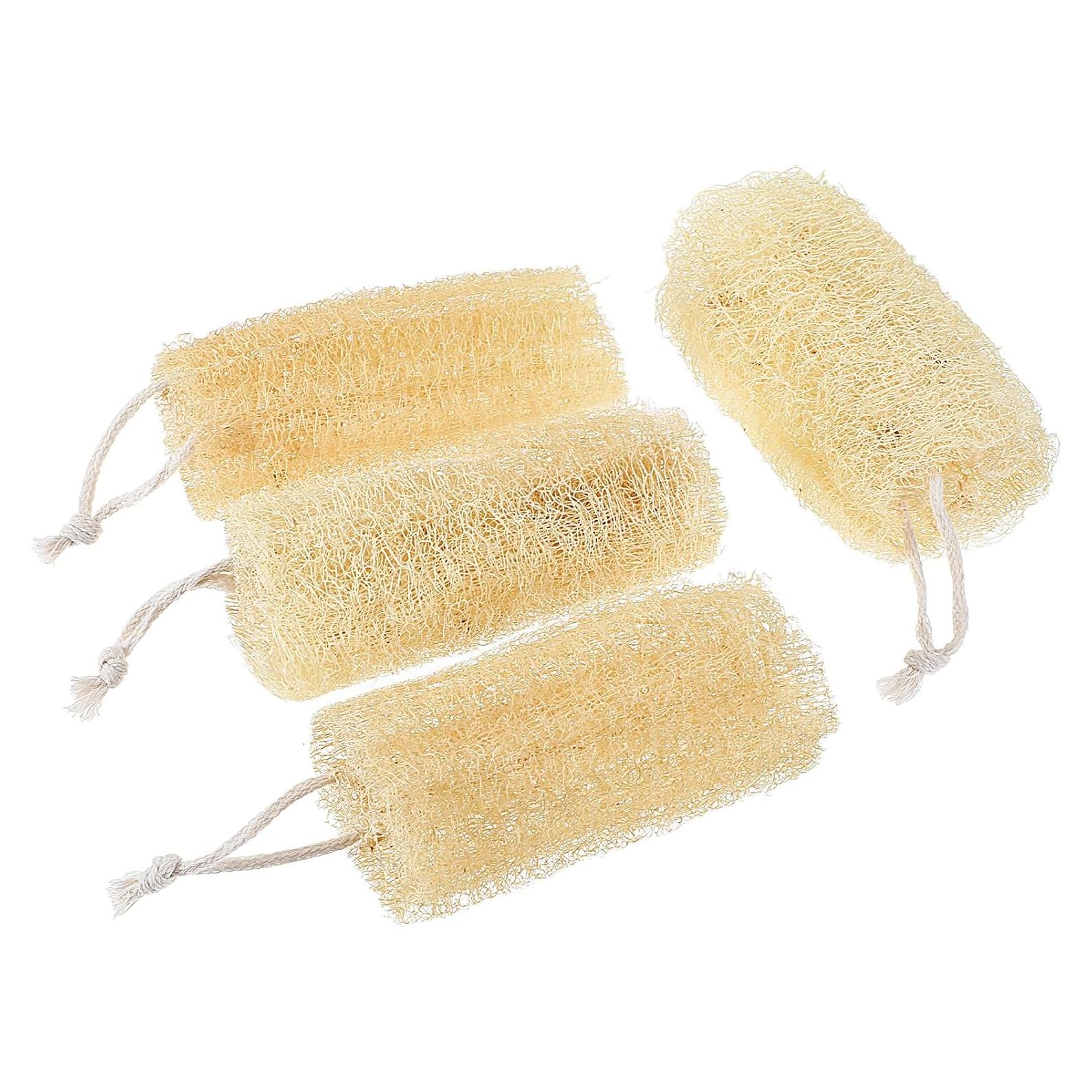 Juego de 4 Esponjas de Lufa Natural YBEATY Exfoliantes 15-19 cm