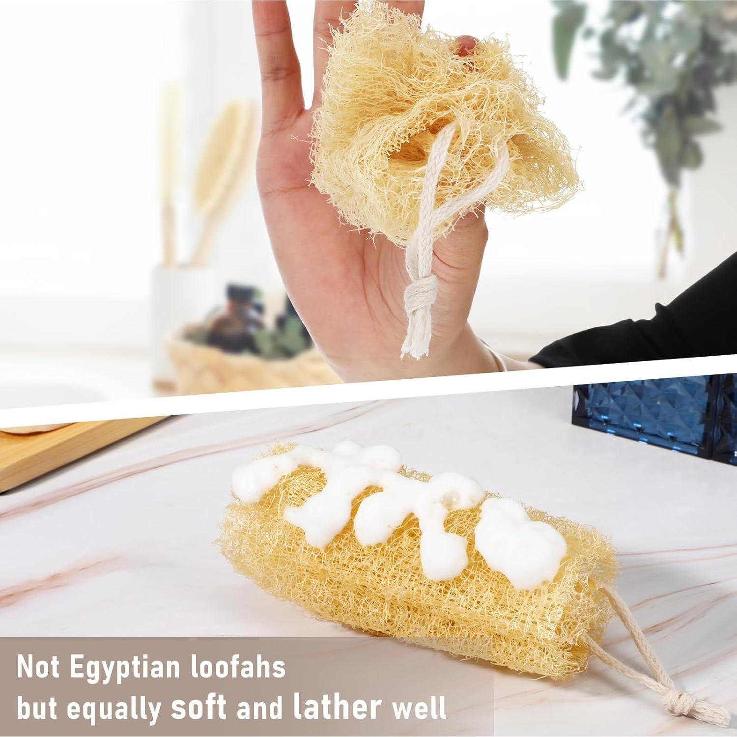 Juego de 4 Esponjas de Lufa Natural YBEATY Exfoliantes 15-19 cm