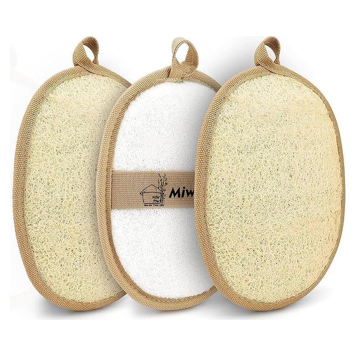 Esponja Exfoliante de Lufa Natural Miw Piw - Paquete de 3