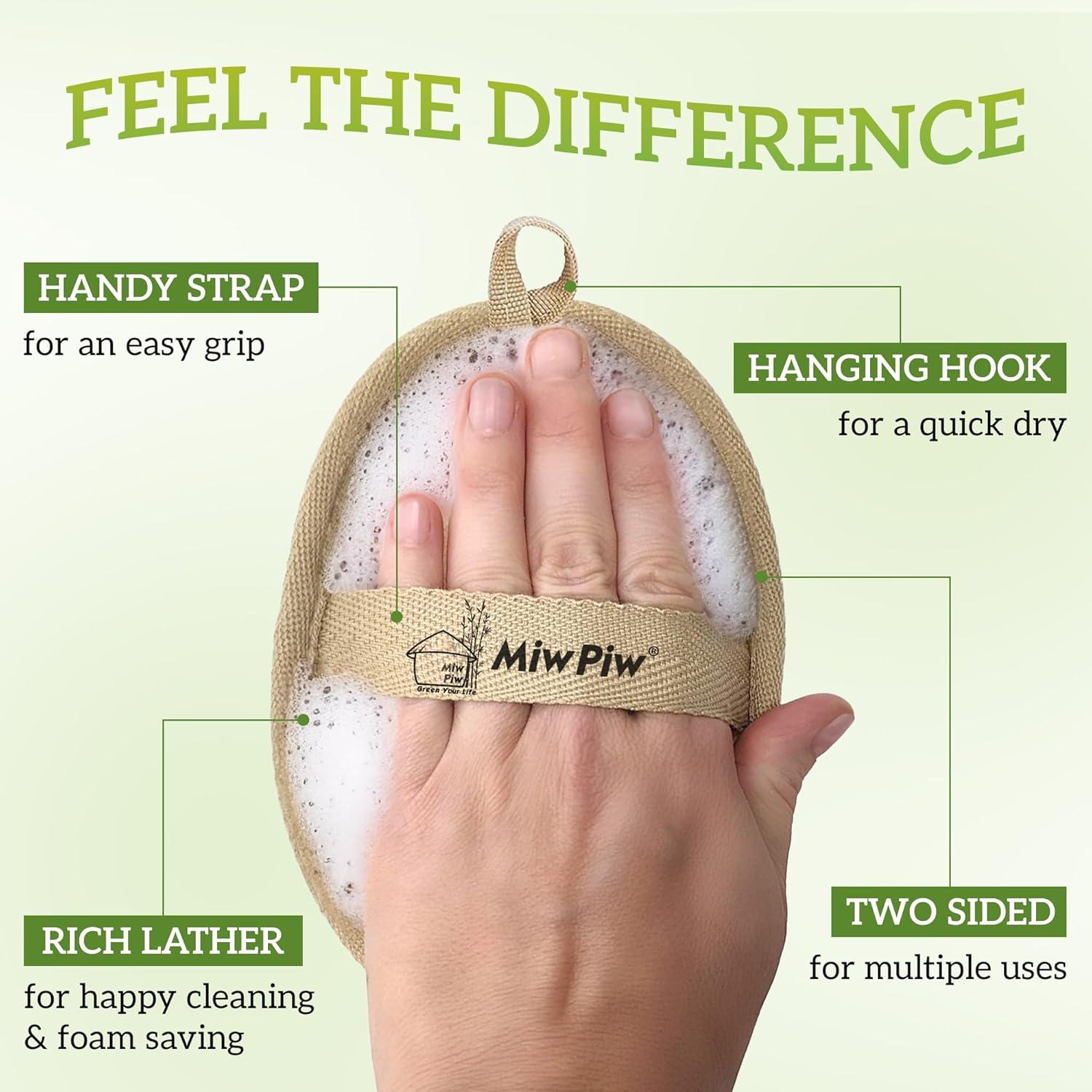 Esponja Exfoliante de Lufa Natural Miw Piw - Paquete de 3