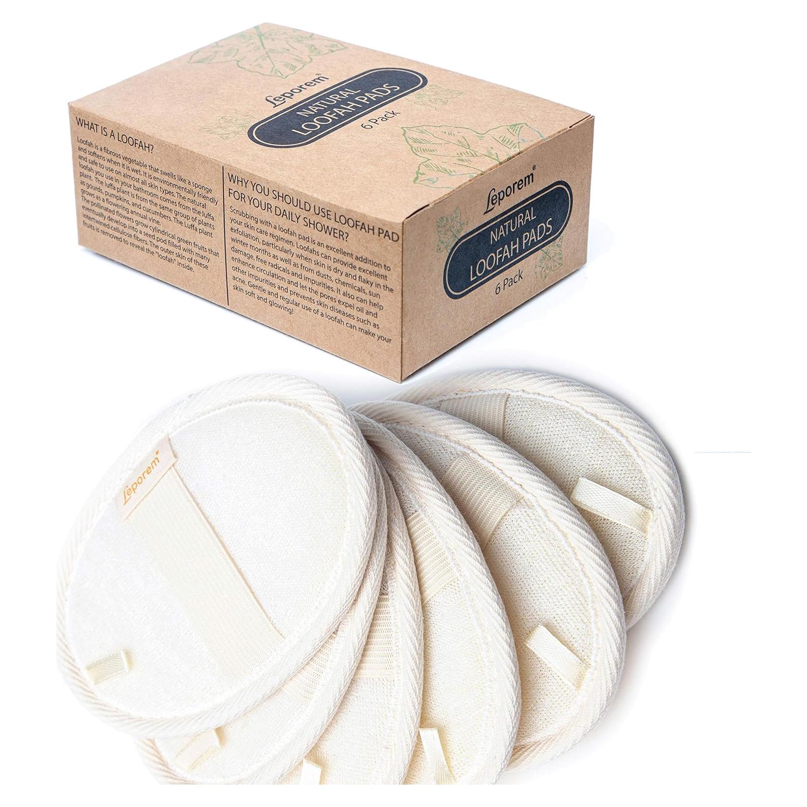 Paquete de 6 Almohadillas de Lufa Natural 15 cm - Leporem