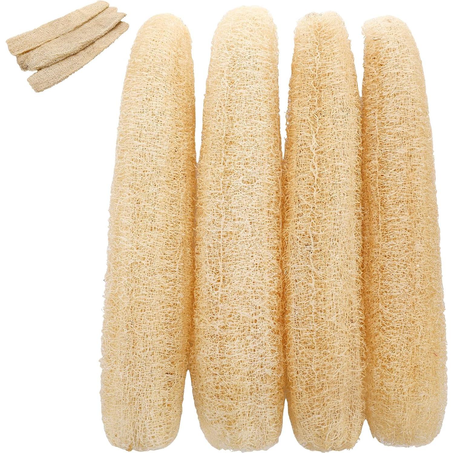 Esponjas de Lufa Natural ZhouBoat - Paquete de 4, 26.6x17.2 cm