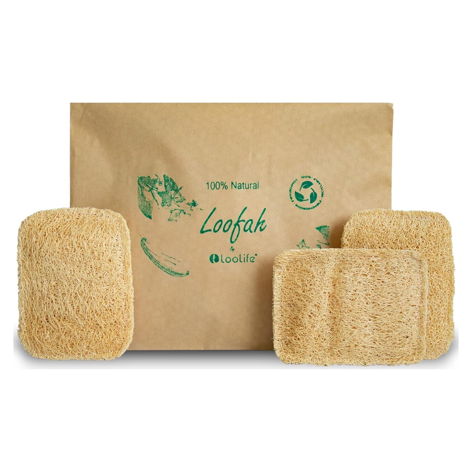 Esponja de Lufa Natural LooLife - Paquete de 3 - Biodegradable