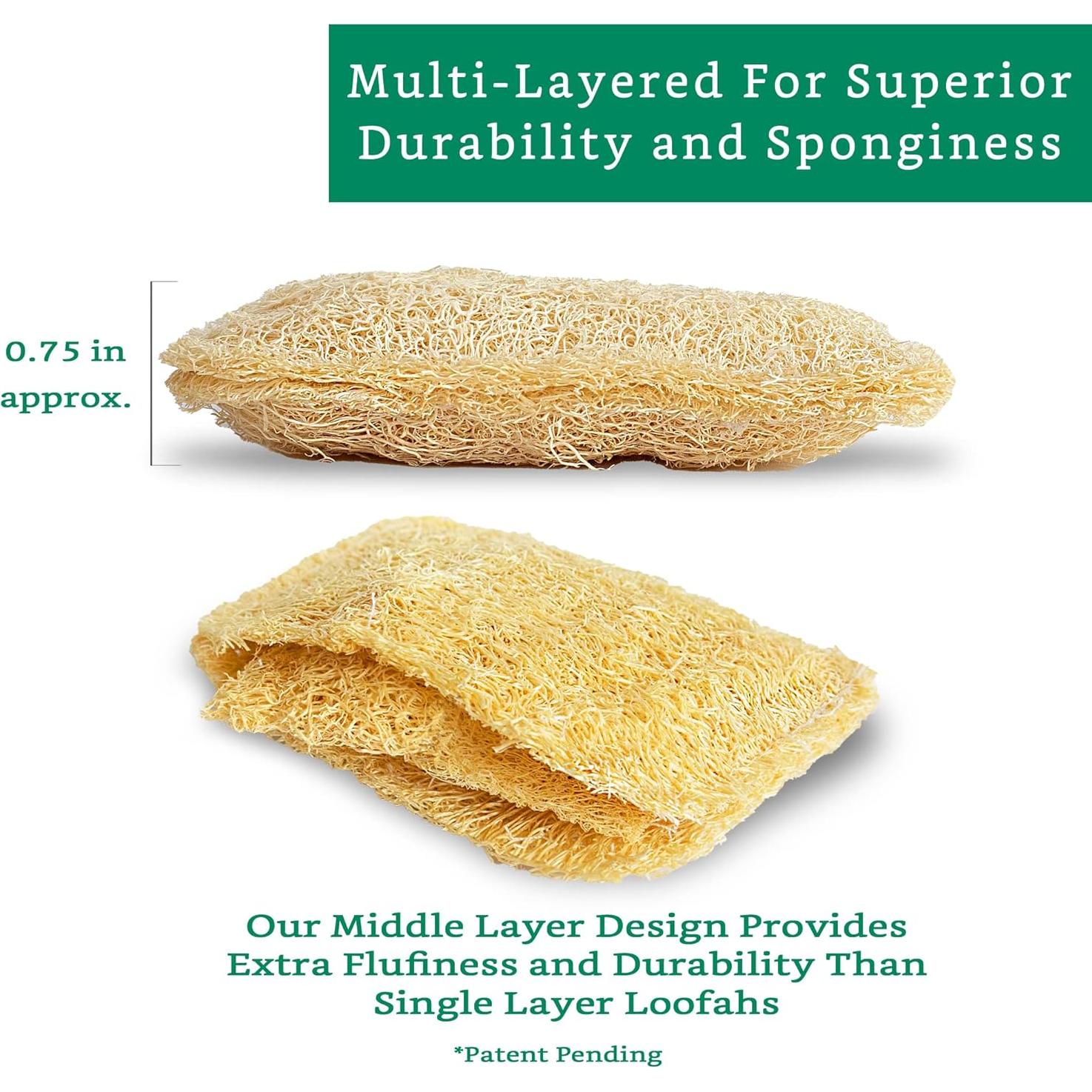 Esponja de Lufa Natural LooLife - Paquete de 3 - Biodegradable