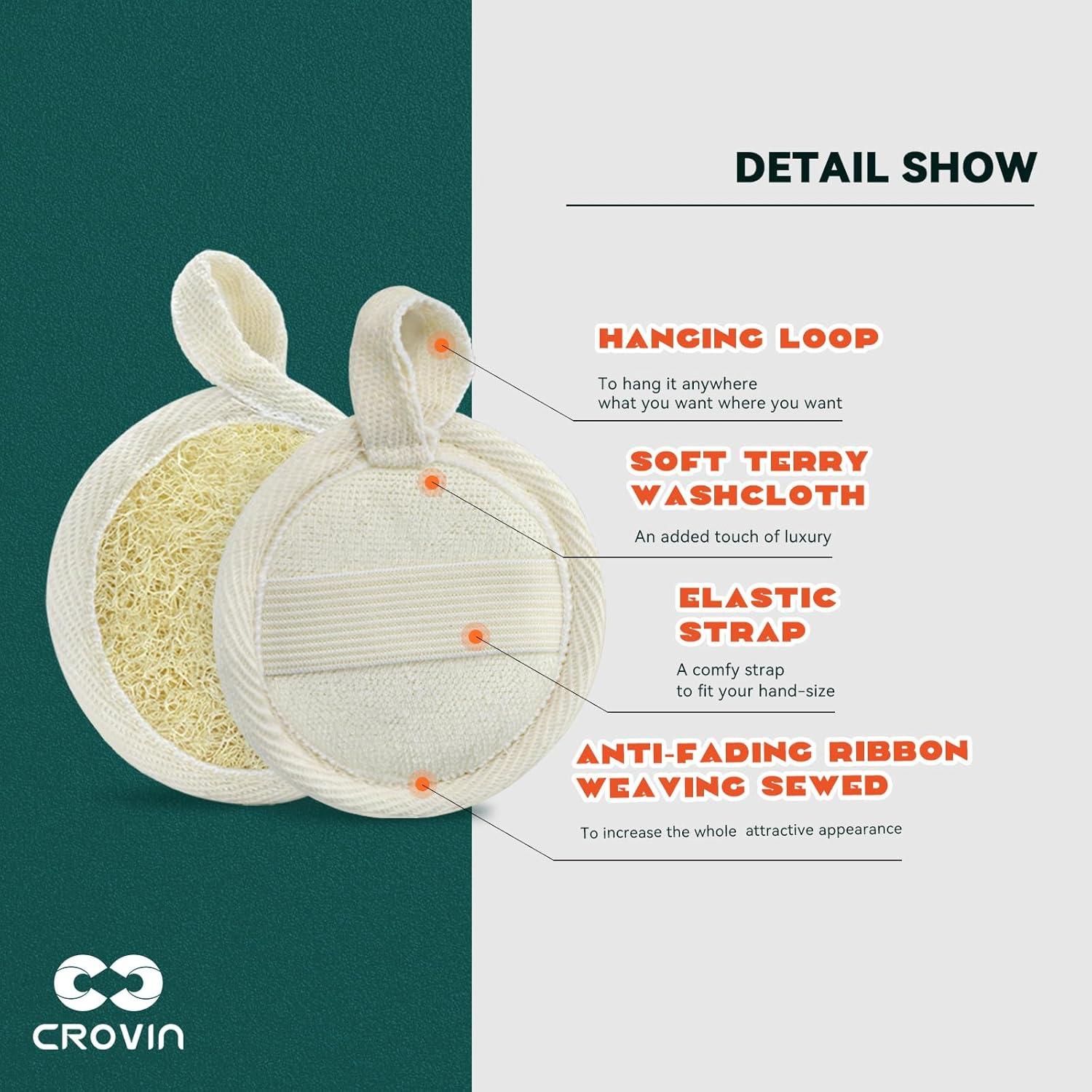 Esponja Exfoliante Facial de Luffa Natural CROVIN - 8 Unidades