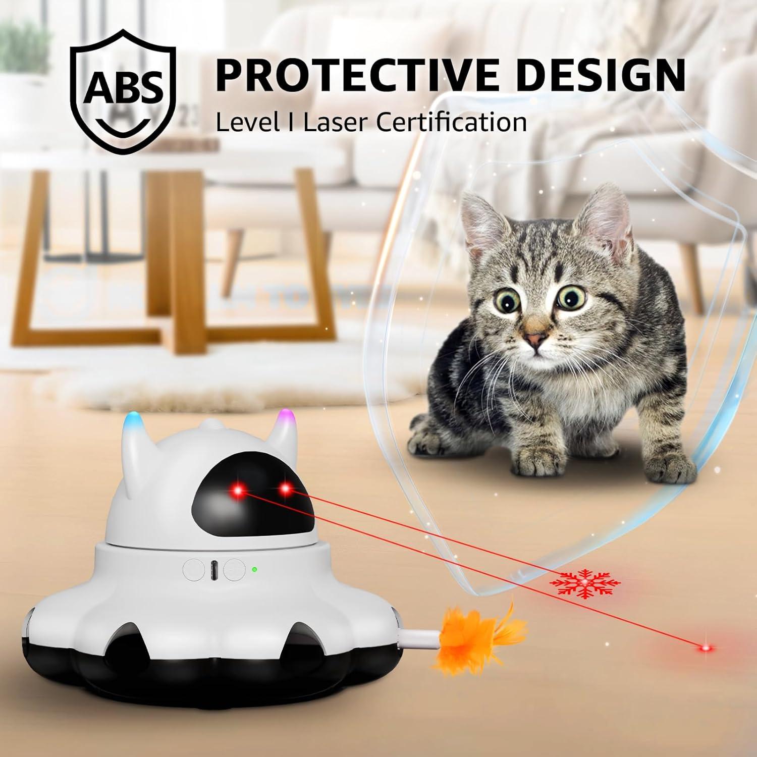 Juguete láser para gatos MIKK 2 en 1 con plumas y control remoto