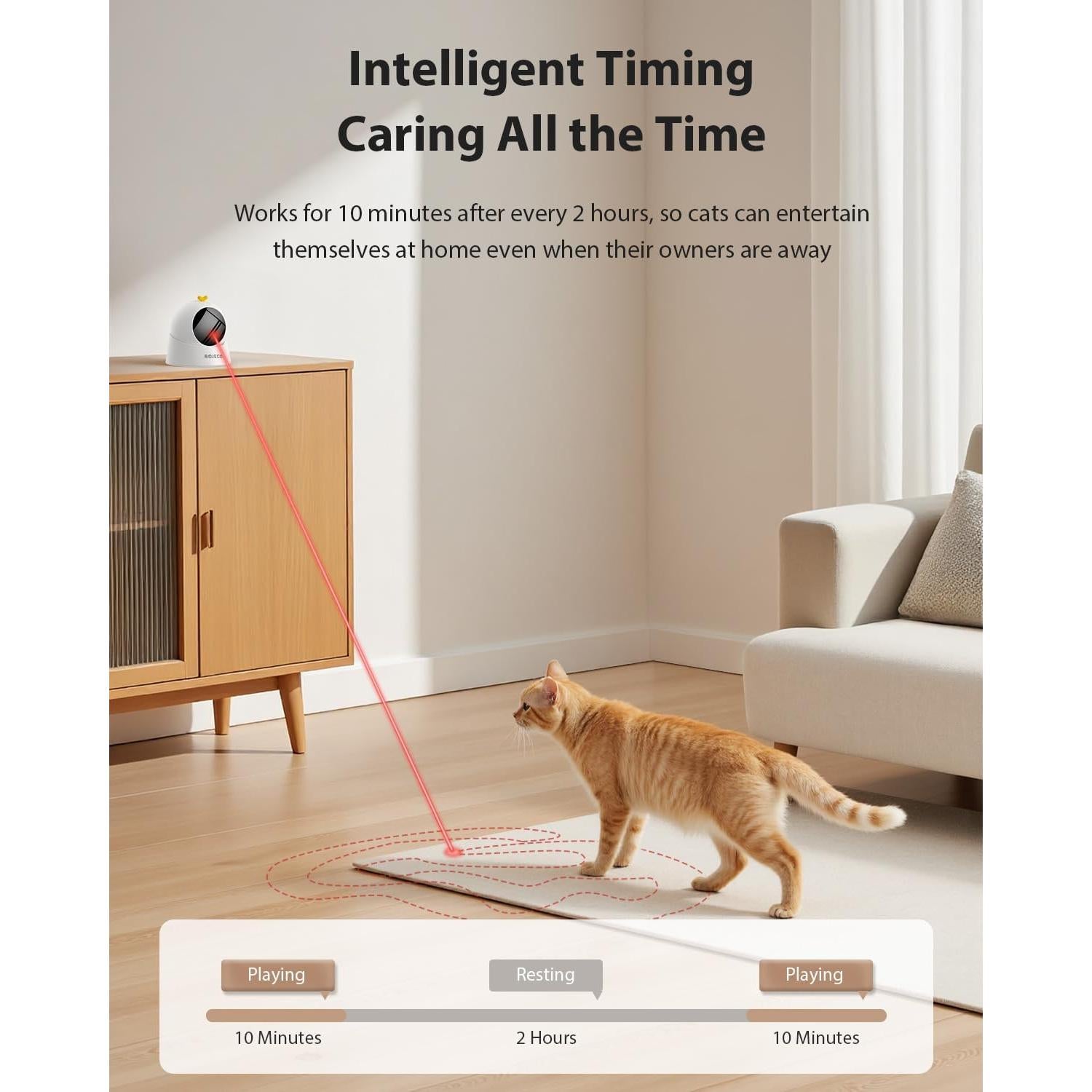 Juguete Láser para Gatos ROJECO - Recargable, 3 Modos, Silencioso