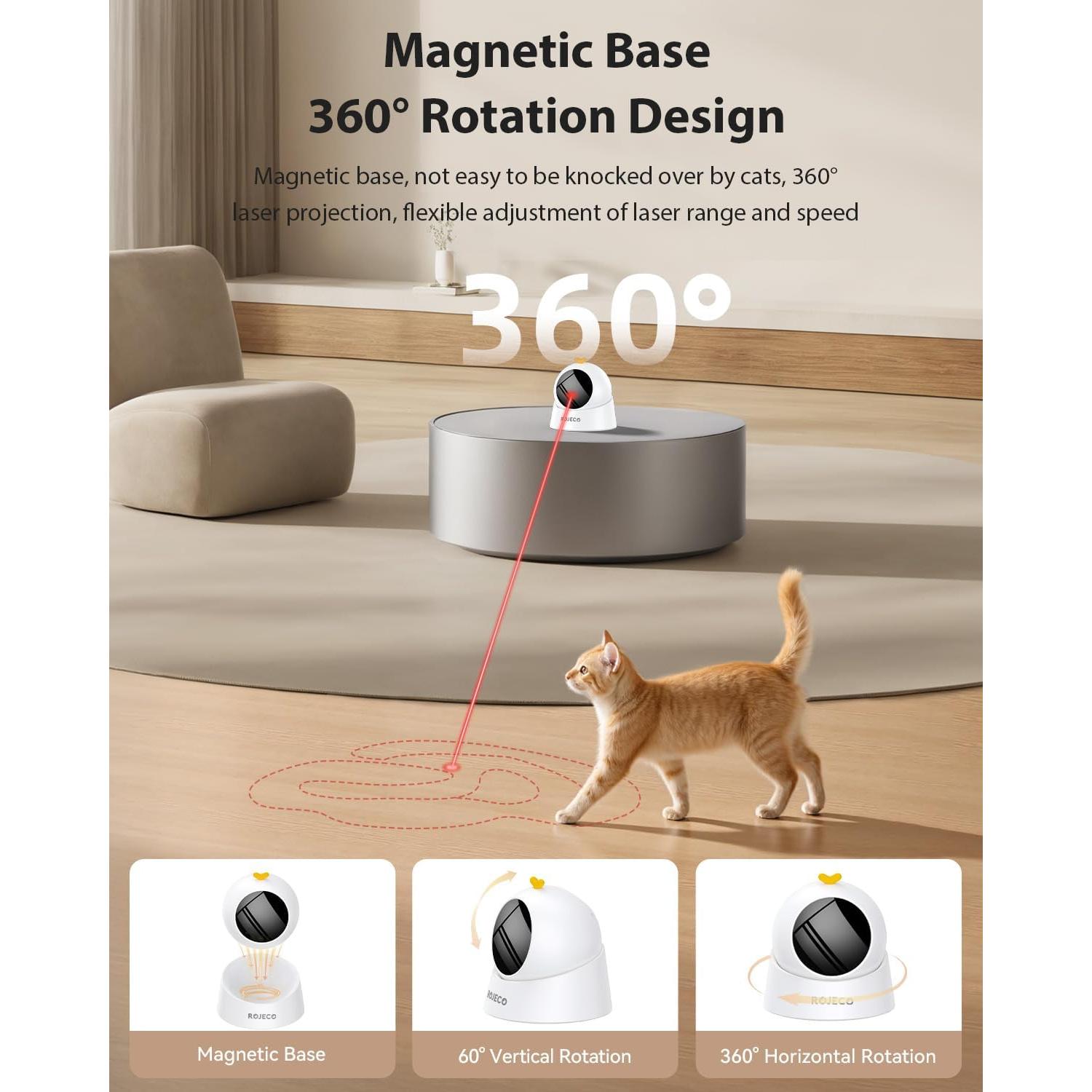 Juguete Láser para Gatos ROJECO - Recargable, 3 Modos, Silencioso