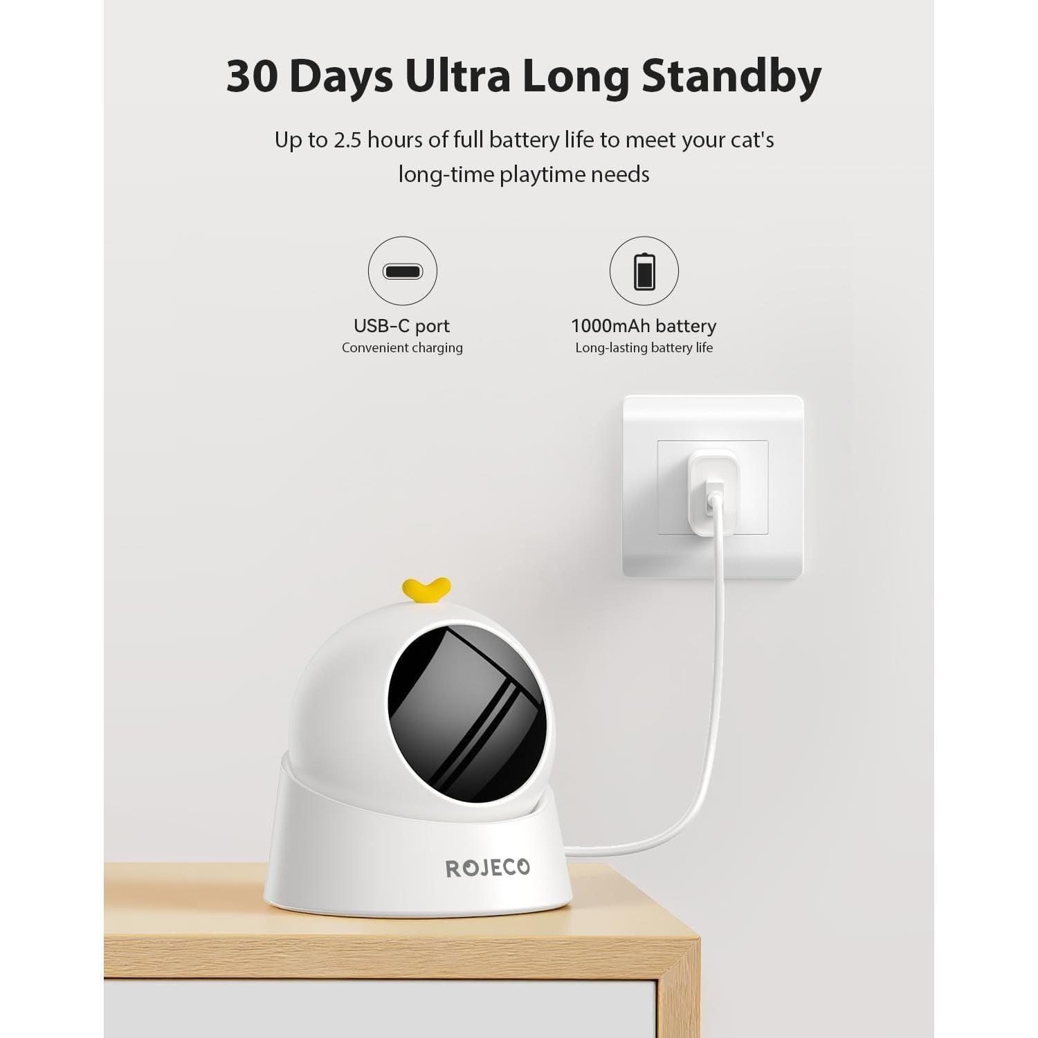 Juguete Láser para Gatos ROJECO - Recargable, 3 Modos, Silencioso