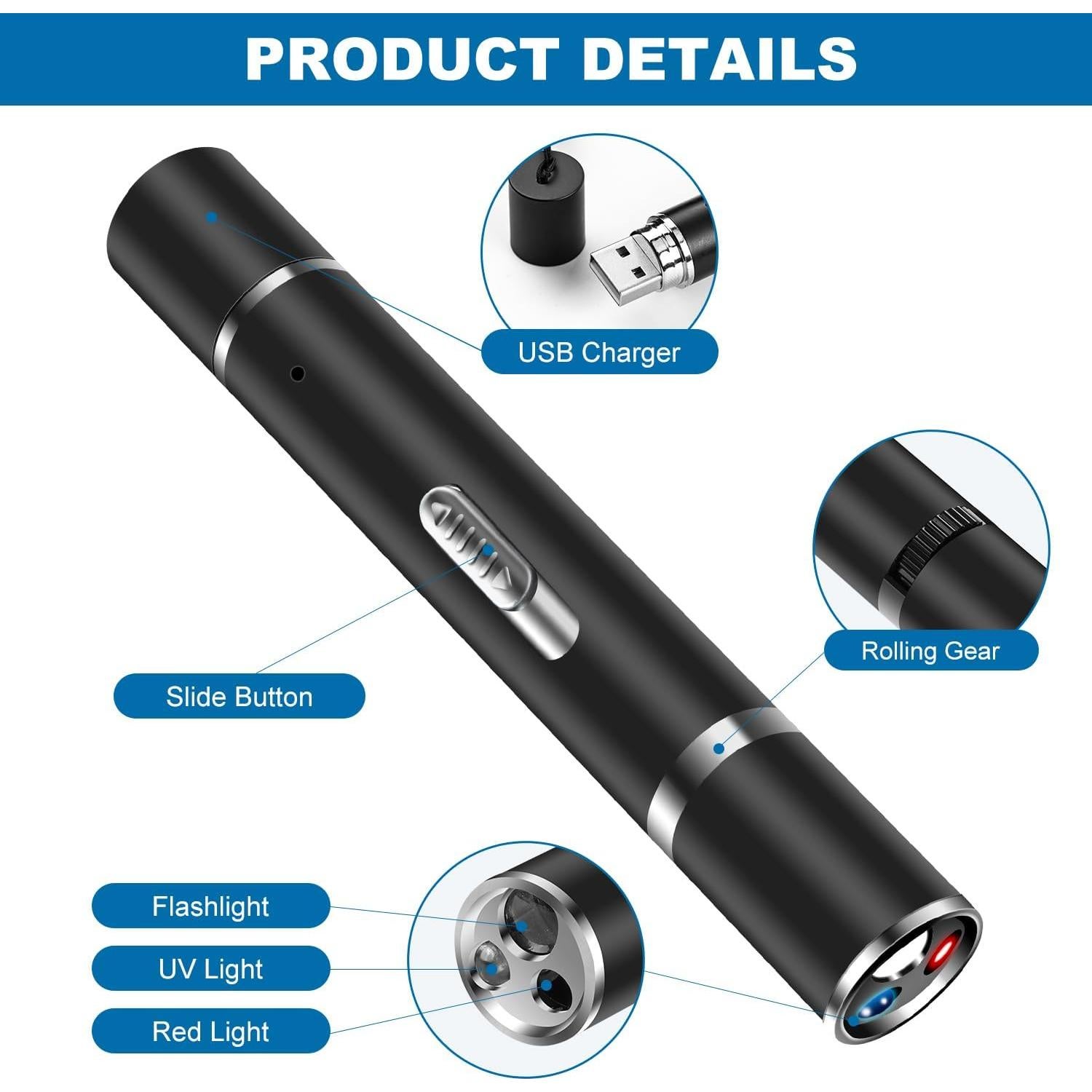 Puntero Láser Cowjag para Gatos y Perros, Carga USB, 7 Modos