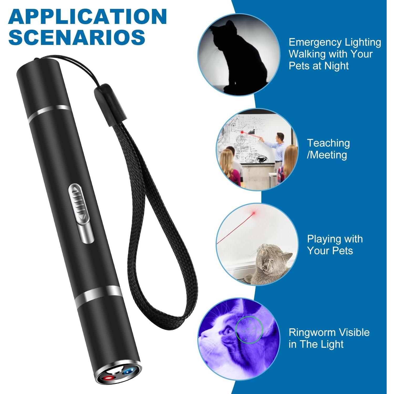 Puntero Láser Cowjag para Gatos y Perros, Carga USB, 7 Modos