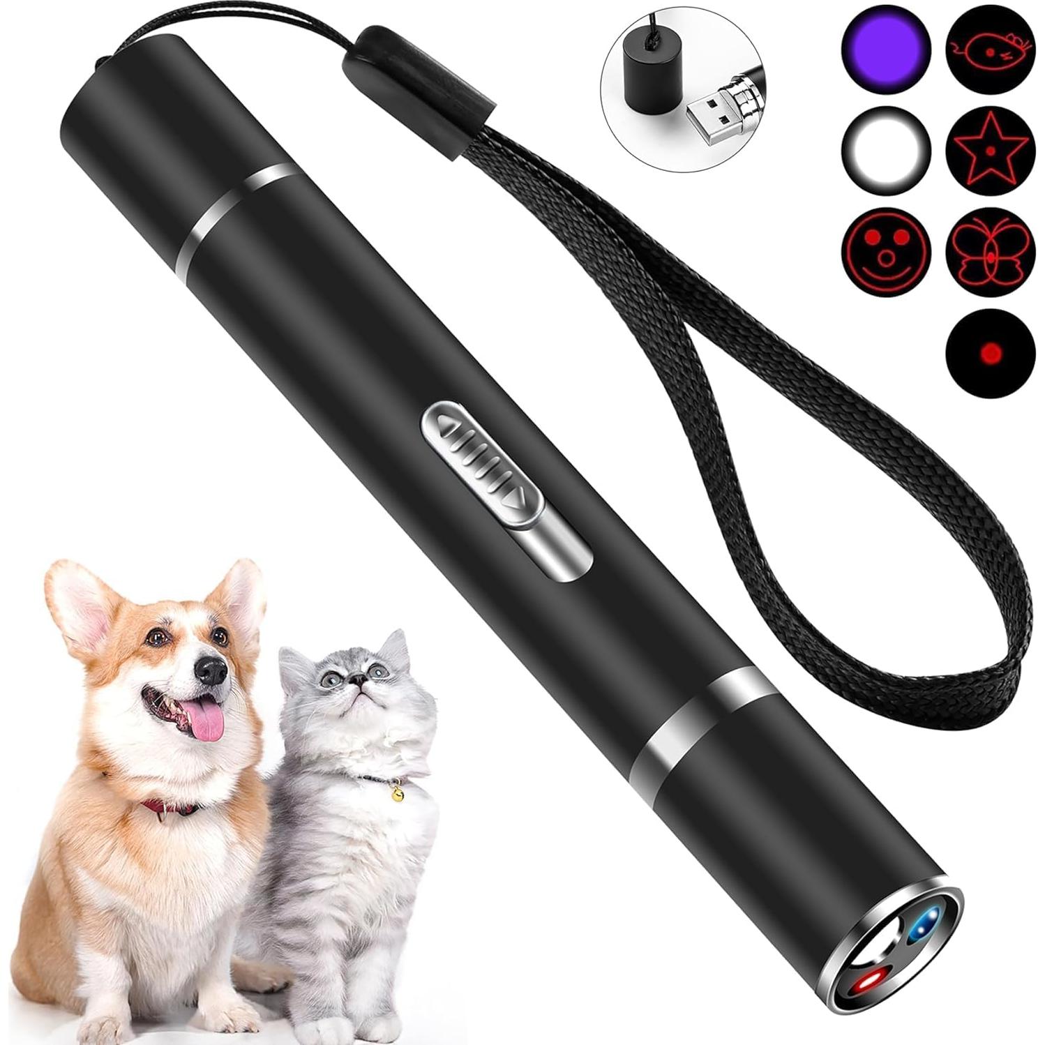 Puntero Láser Cowjag para Gatos y Perros, Carga USB, 7 Modos