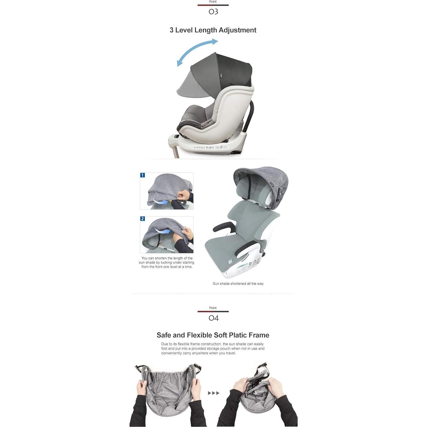 Extensor de Sombra Solar Manito para Asiento de Coche Negro