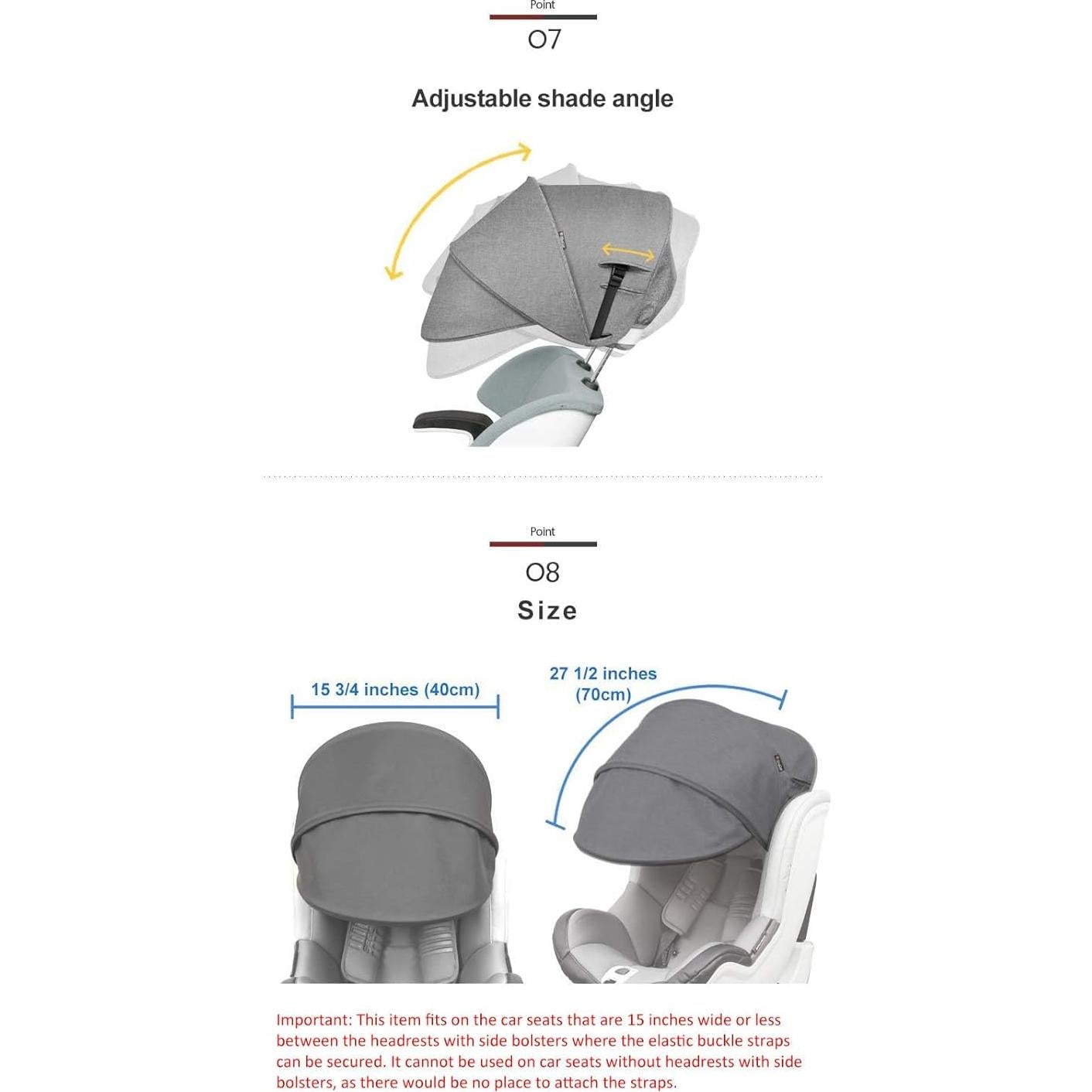 Extensor de Sombra Solar Manito para Asiento de Coche Negro
