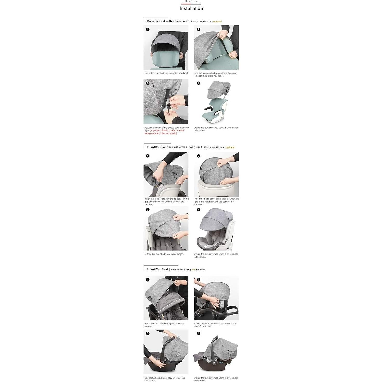 Extensor de Sombra Solar Manito para Asiento de Coche Negro