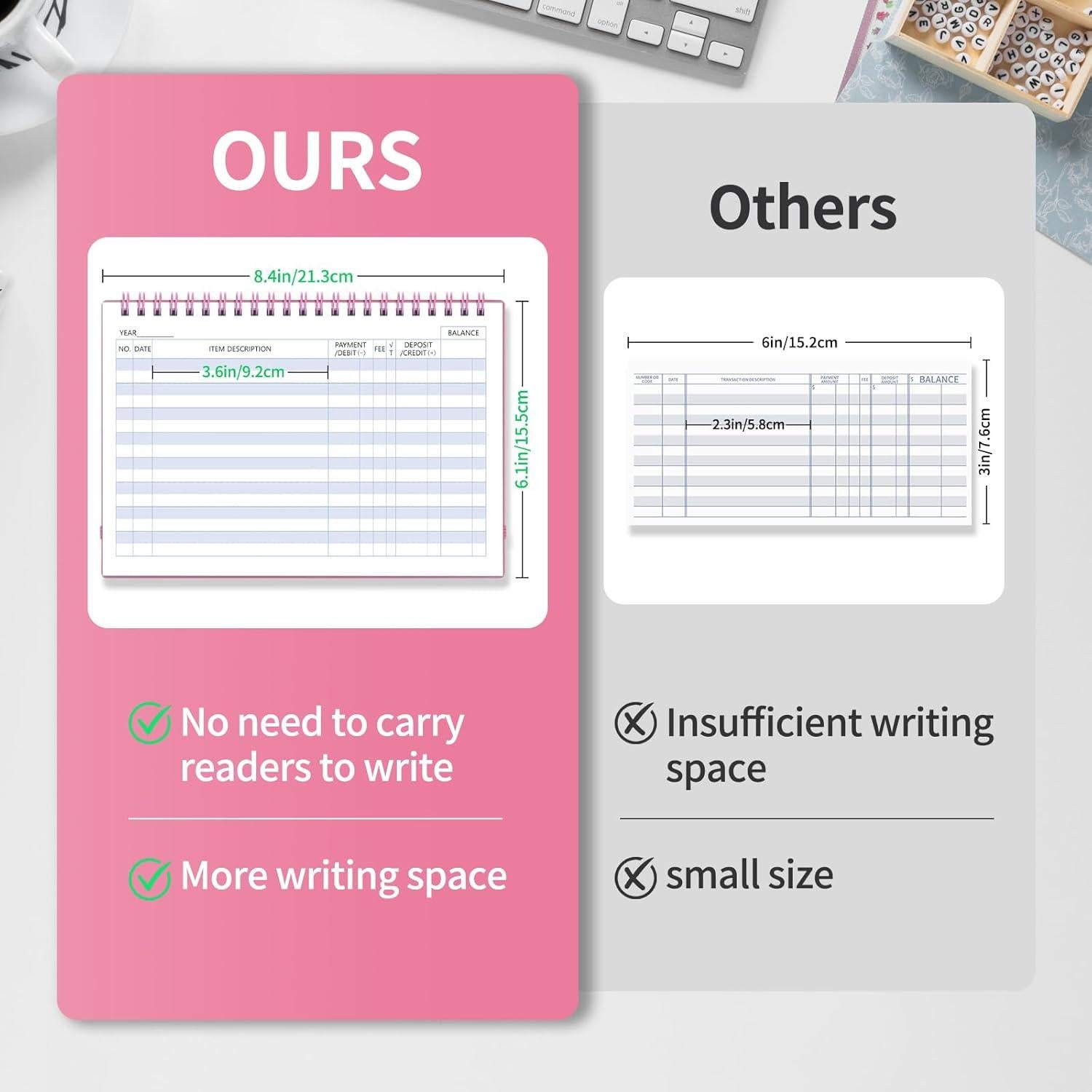 Registro de Cheques Blugool Rosa 21.34x15.49 cm 106 Páginas