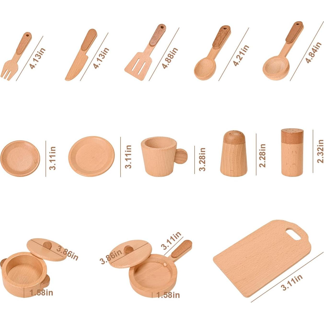 Set de Cocina de Madera Montessori MONT PLEASANT 15 Piezas