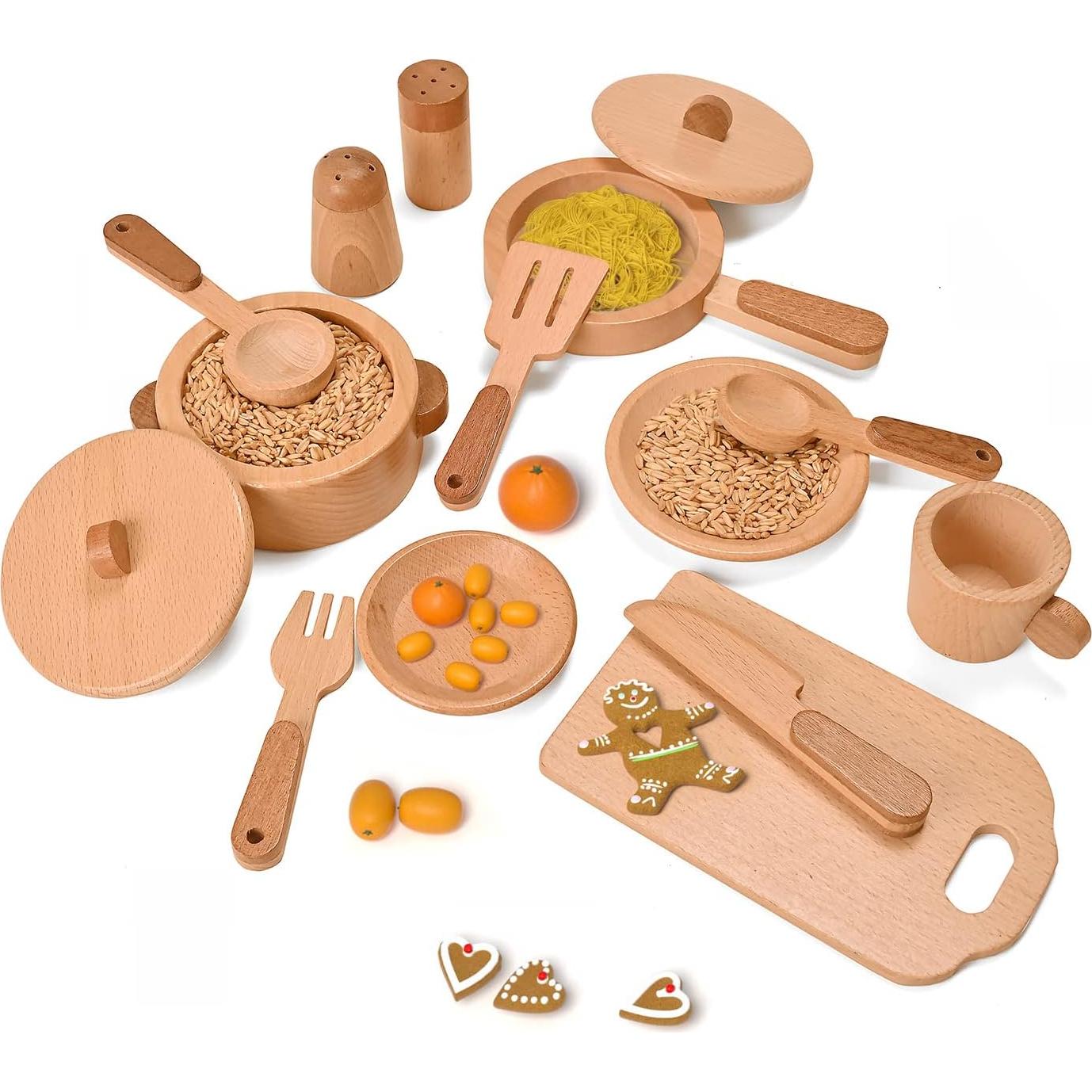 Set de Cocina de Madera Montessori MONT PLEASANT 15 Piezas