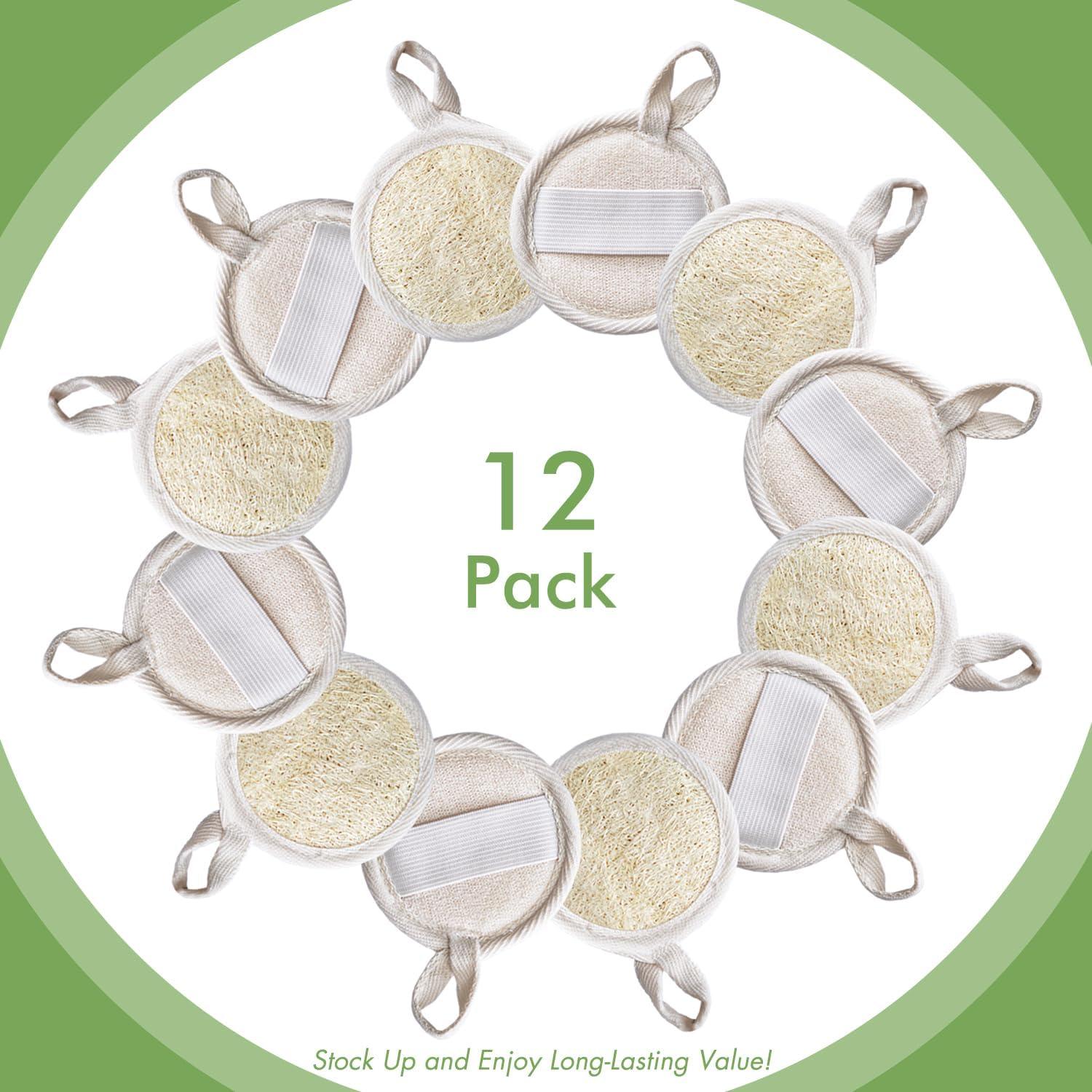 Paquete de 12 Esponjas Exfoliantes de Lufa Natural 8cm