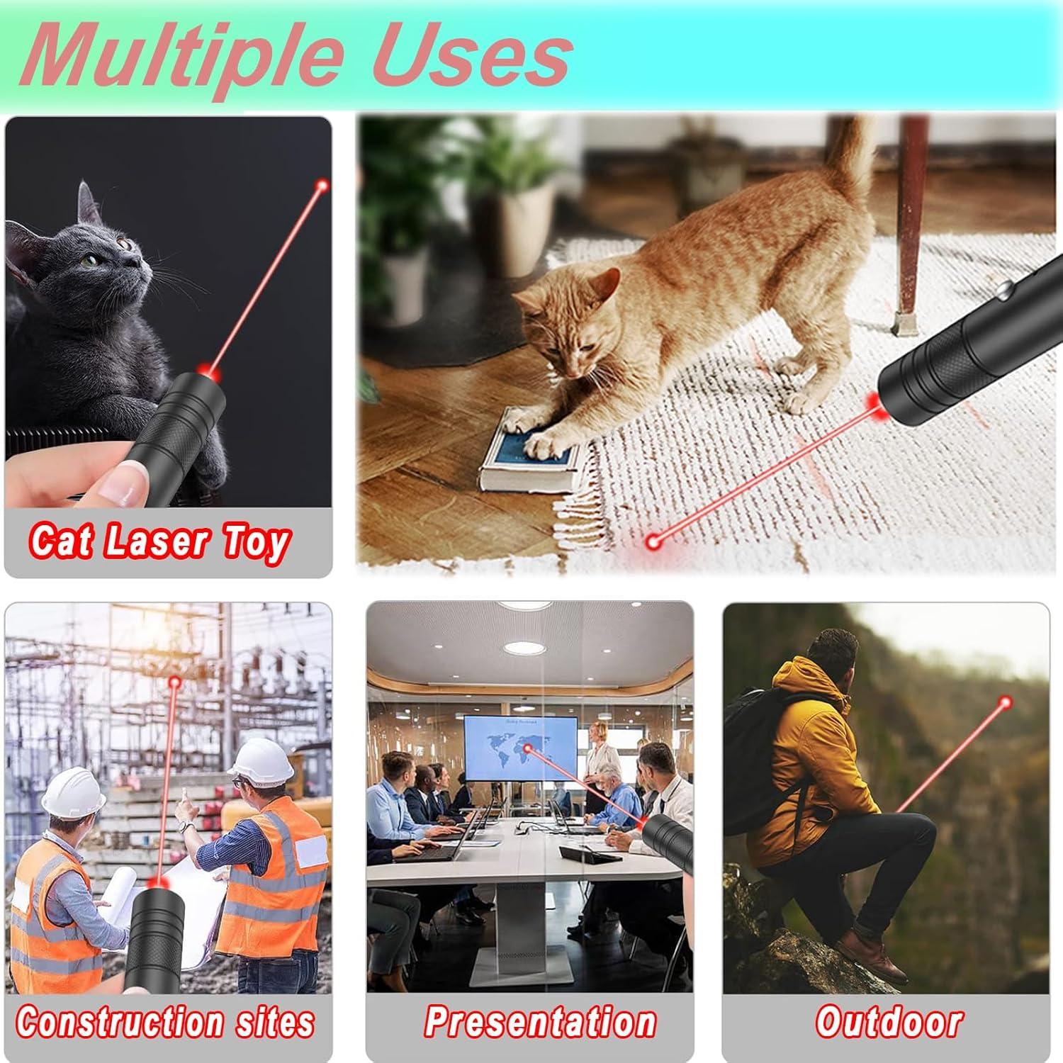 Puntero Láser Rojo Recargable NHOEBICK 609.6m para Gatos