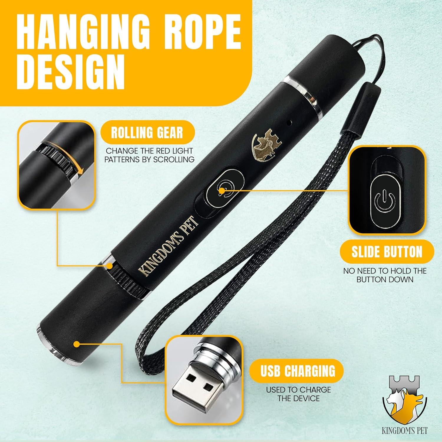 Juego Interactivo 3-en-1 para Gatos Kingdom's Pet - Puntero Láser, Varita y Plumas