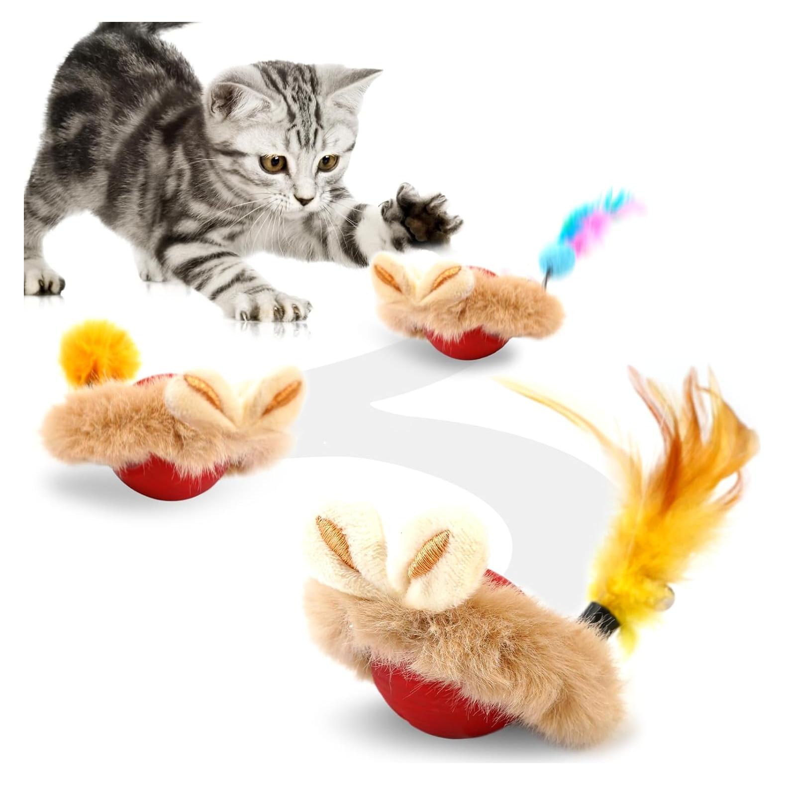 Juguete Interactivo para Gatos JLDVP con Bola y Pluma 3-en-1