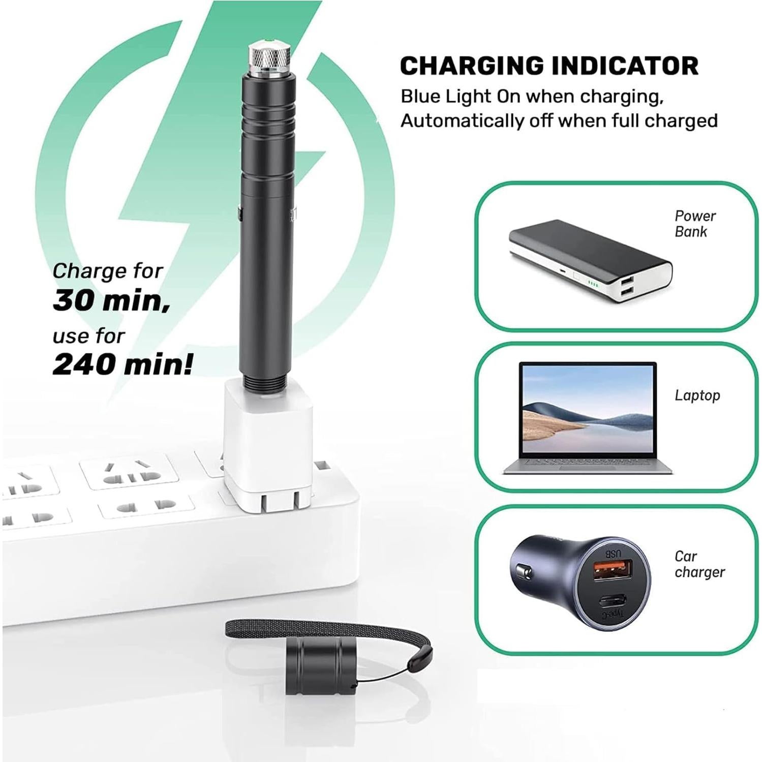 Linterna táctica IVVTRYI láser verde recargable USB 2000m