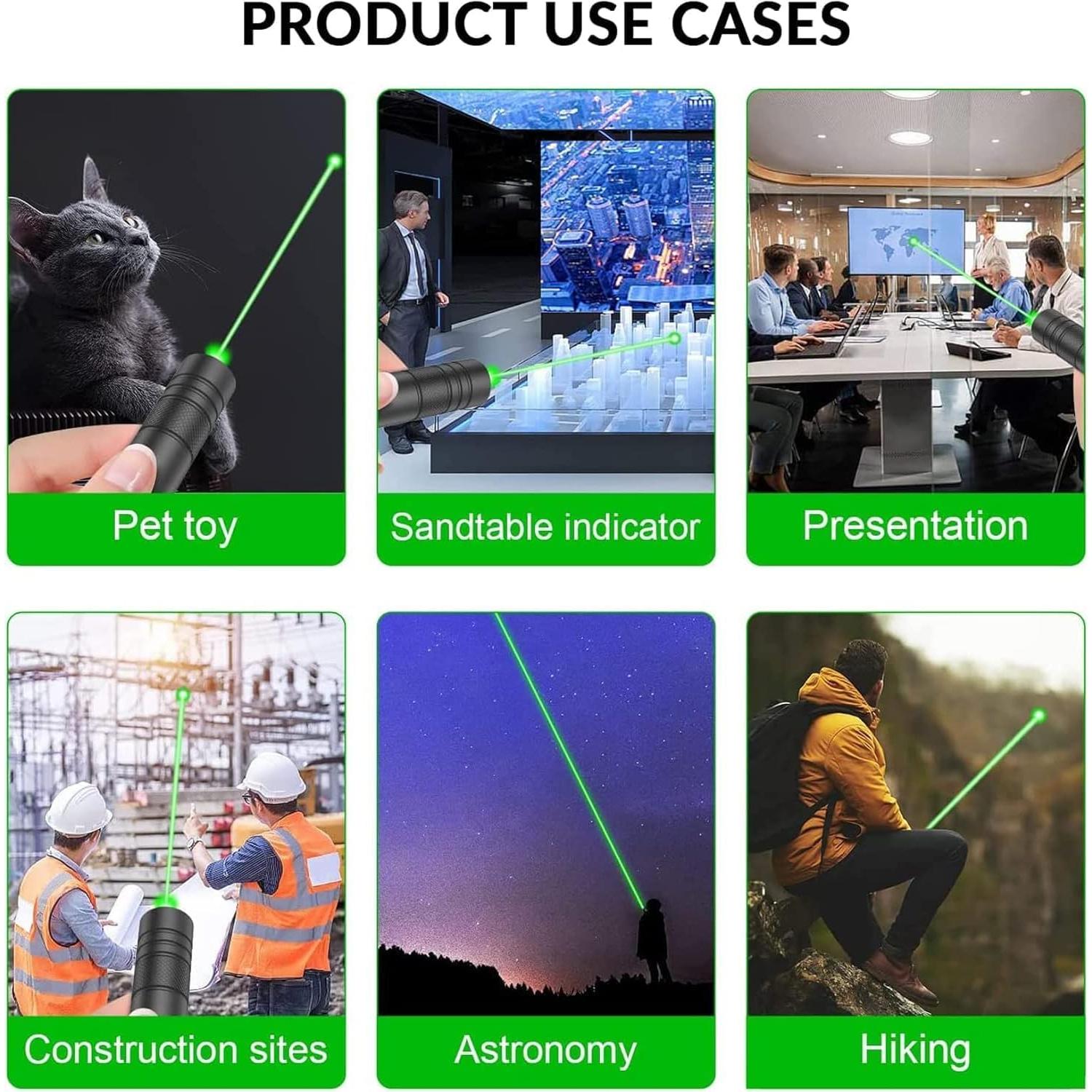 Linterna táctica IVVTRYI láser verde recargable USB 2000m