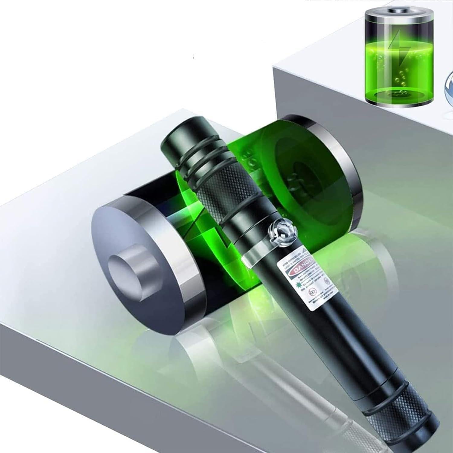 Linterna táctica IVVTRYI láser verde recargable USB 2000m