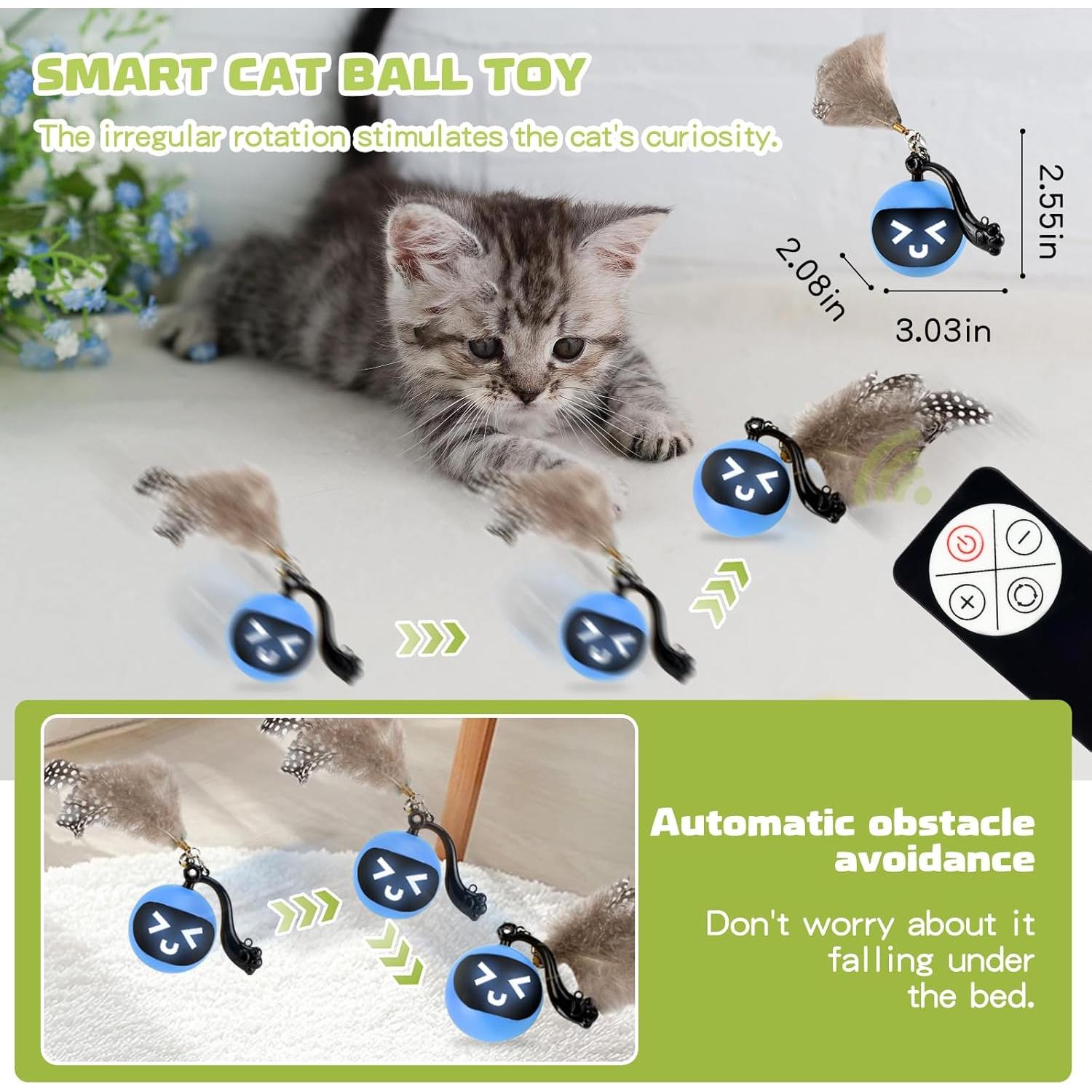 Juguete Interactivo para Gatos WorTade Verde - Bola Eléctrica