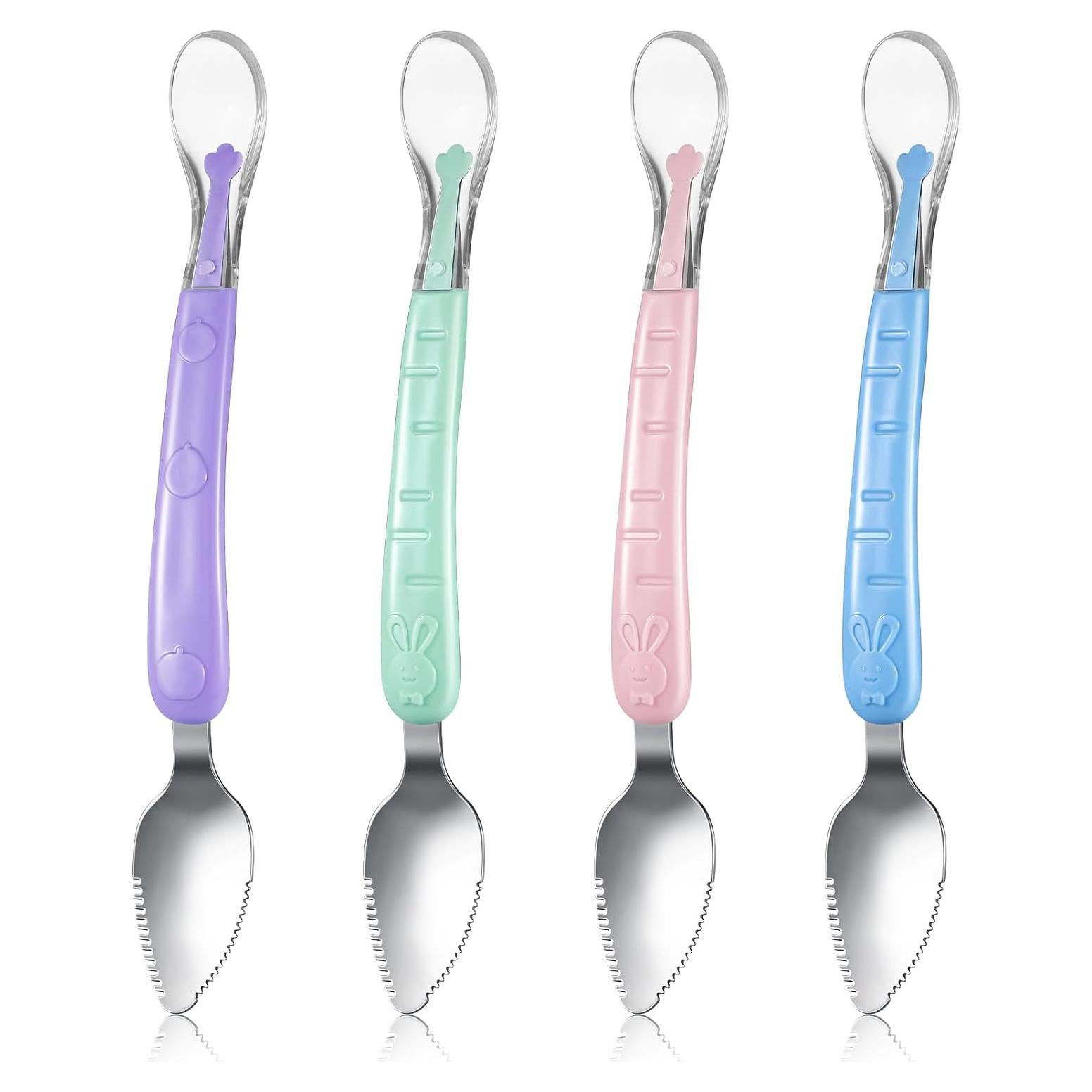 Cucharas de Silicona para Bebé Lallisa 4 Pcs Doble Cabeza