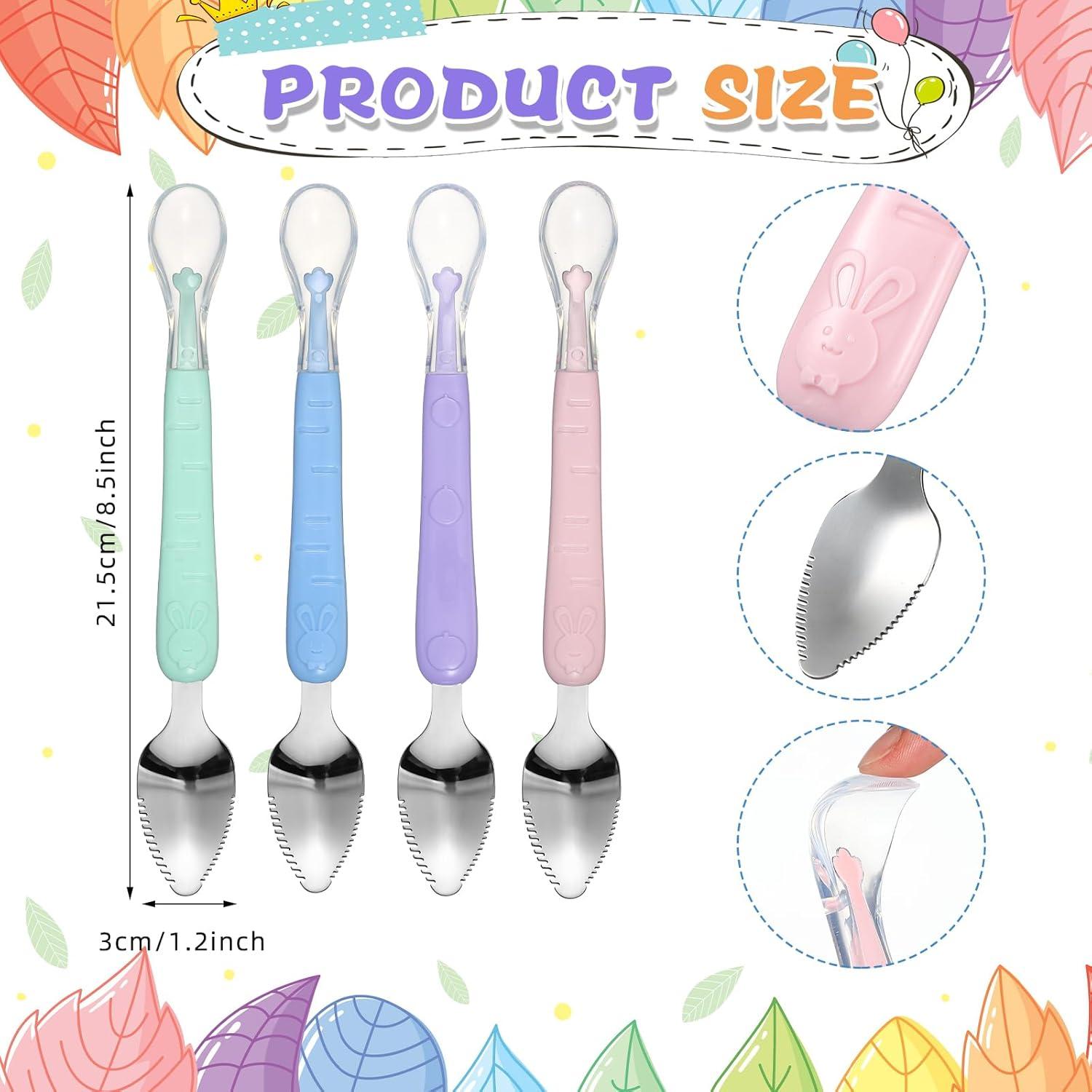 Cucharas de Silicona para Bebé Lallisa 4 Pcs Doble Cabeza