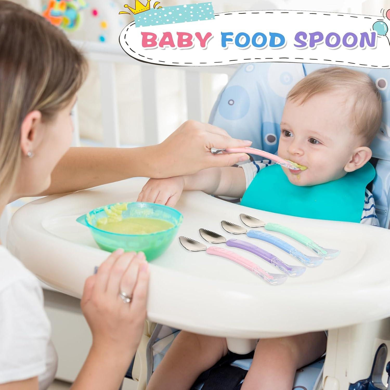 Cucharas de Silicona para Bebé Lallisa 4 Pcs Doble Cabeza