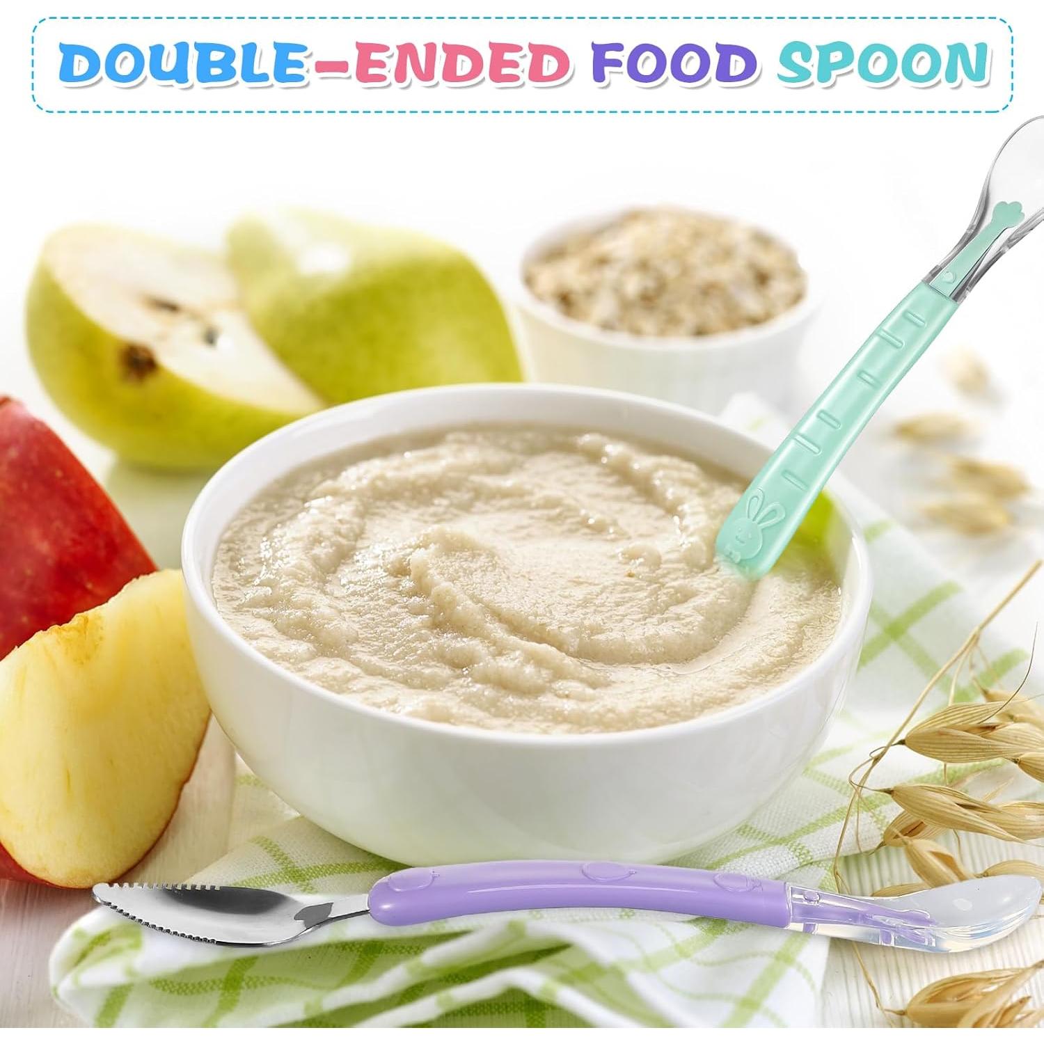 Cucharas de Silicona para Bebé Lallisa 4 Pcs Doble Cabeza