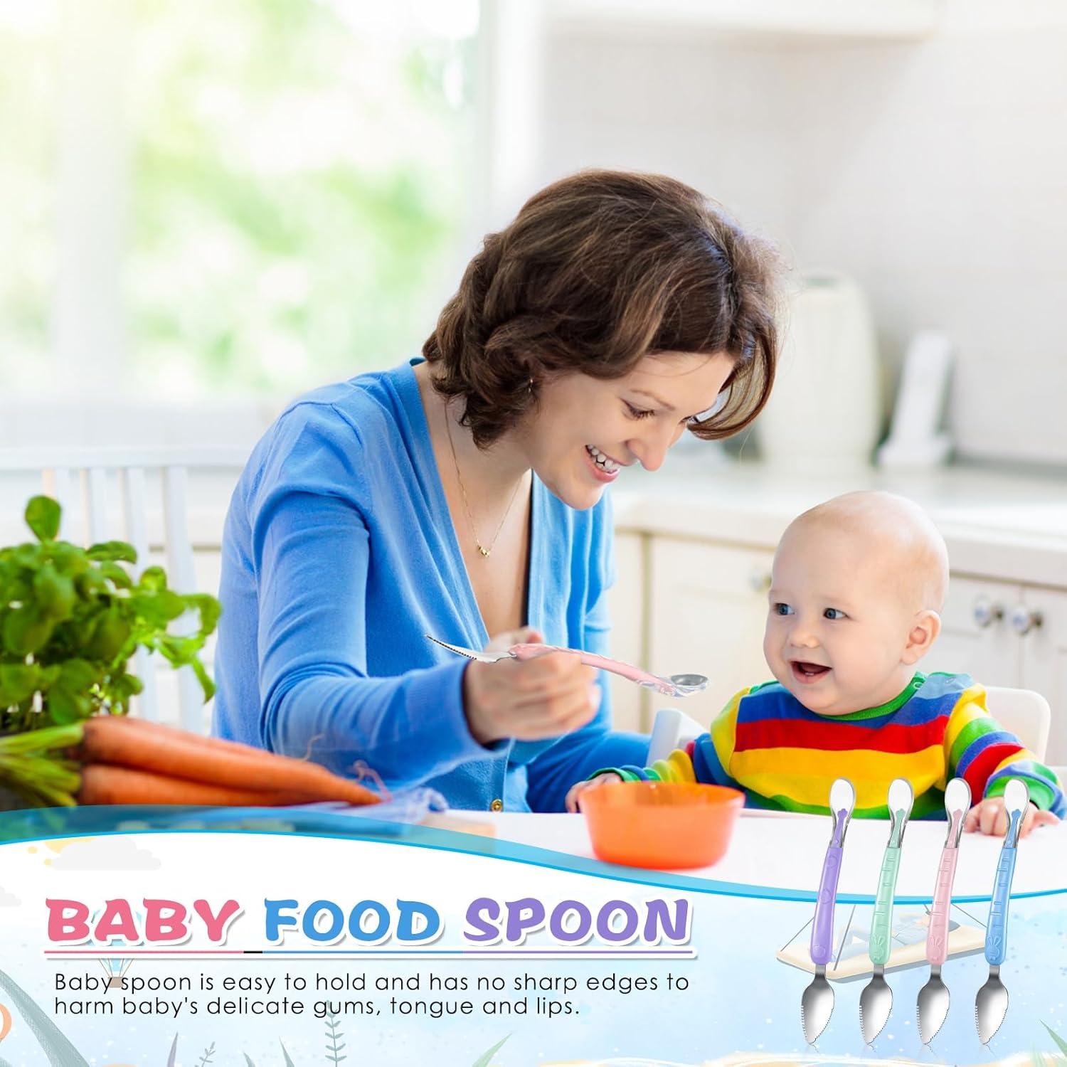 Cucharas de Silicona para Bebé Lallisa 4 Pcs Doble Cabeza