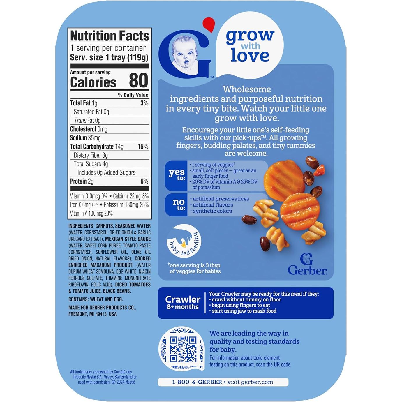 Comida para Bebés Gerber Pick-Ups 6x163g Pasta Estilo Mexicano