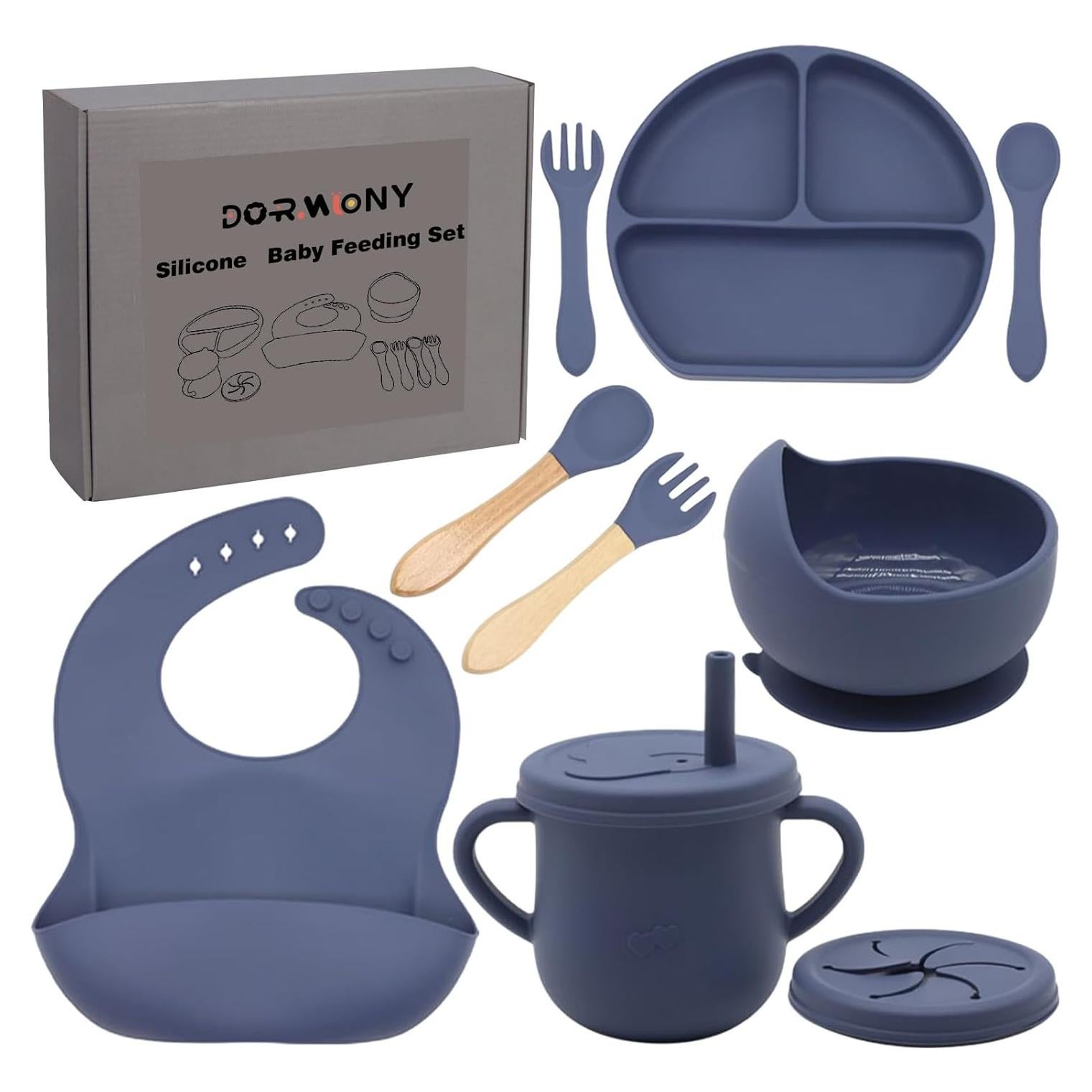 Juego de Alimentación de Silicona Dormlony 9 Piezas Bebés