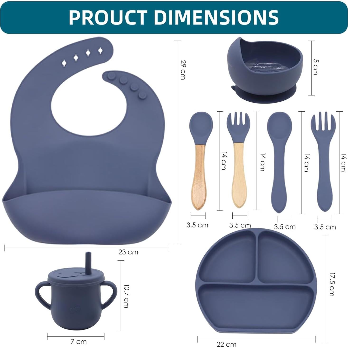 Juego de Alimentación de Silicona Dormlony 9 Piezas Bebés