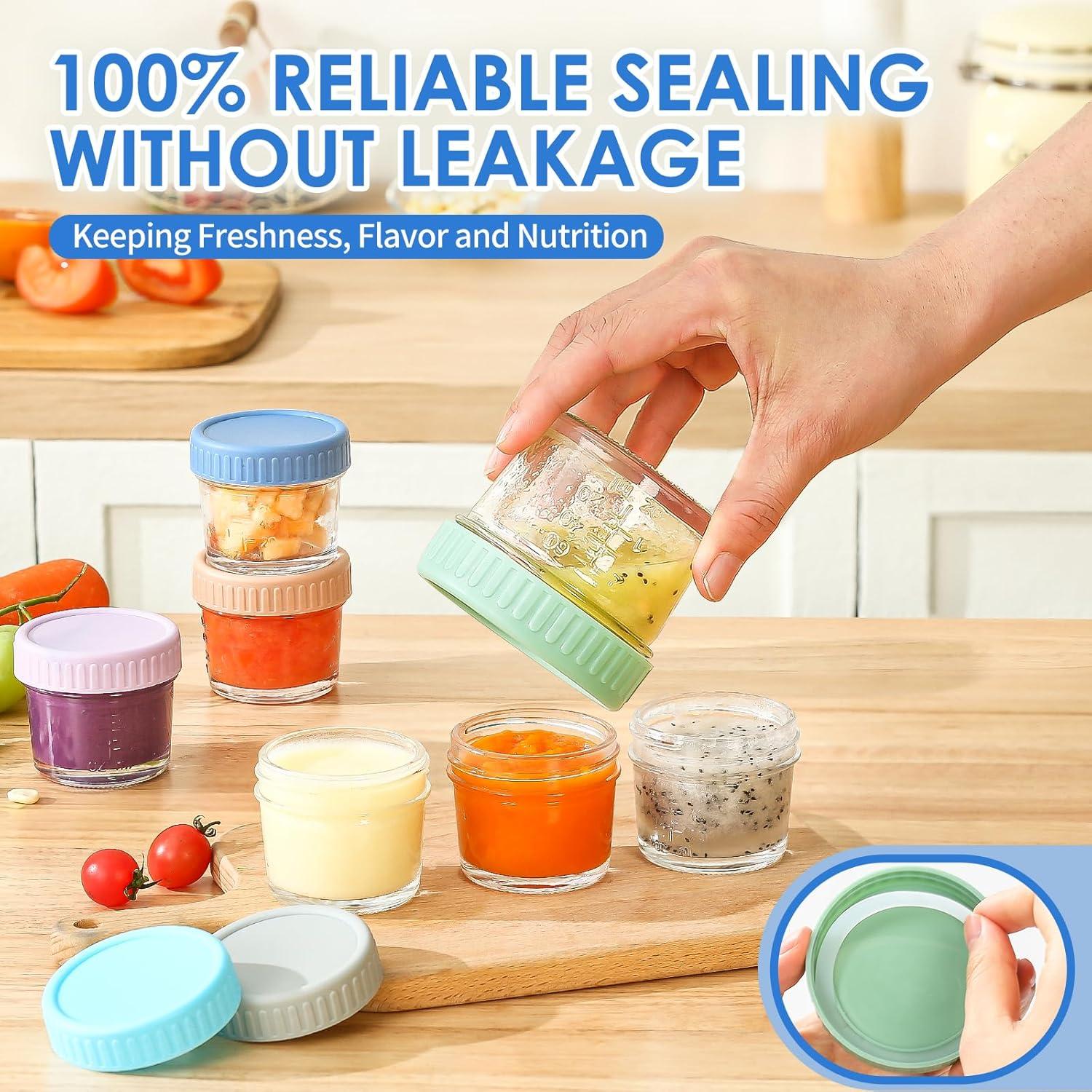 Tarros de Almacenamiento de Comida para Bebés DRKIO 6 Piezas 118 ml